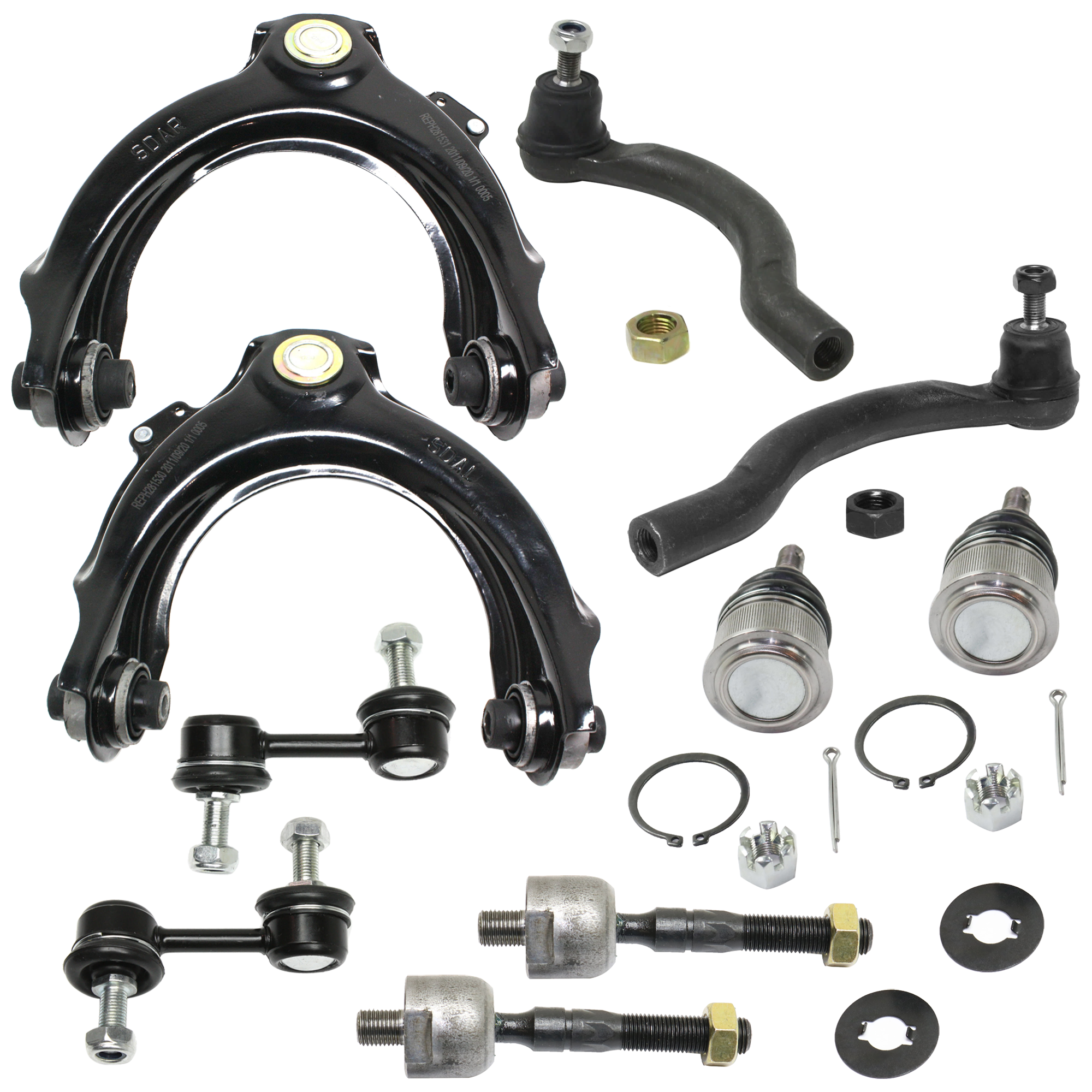 AM ACCORD 03-07 TSX 04-08 FRONT SUSPENSION KIT 10 pc Kit with Ball Joint Control Arm Sway Bar Link and Tie Rod End SKU KIT 073024-77 OEM 1016526-2601662-2601797-505137