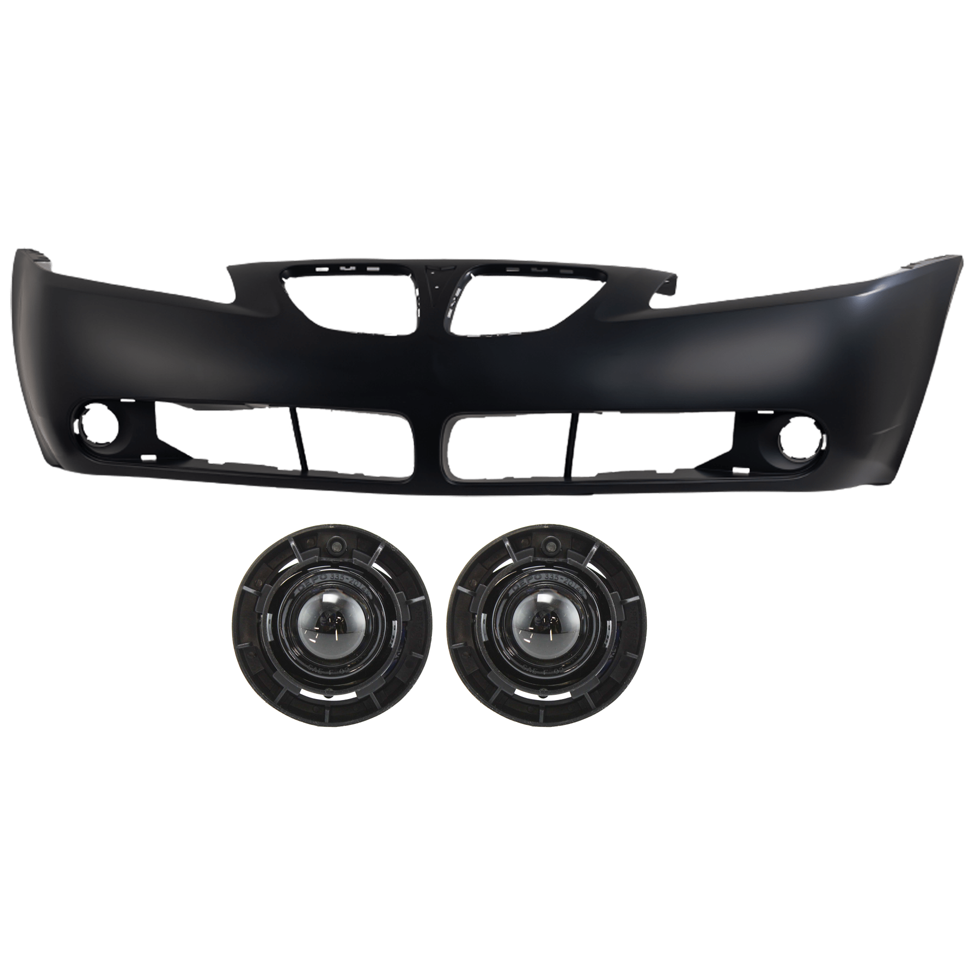 AM G6-05-09 FRONT BUMPER COVER 3 pc Kit Primed Base GT Models with Fog Light SKU KIT 073026 RR11 Partslink GM1000731 GM2592149 OEM 19151158-15162675