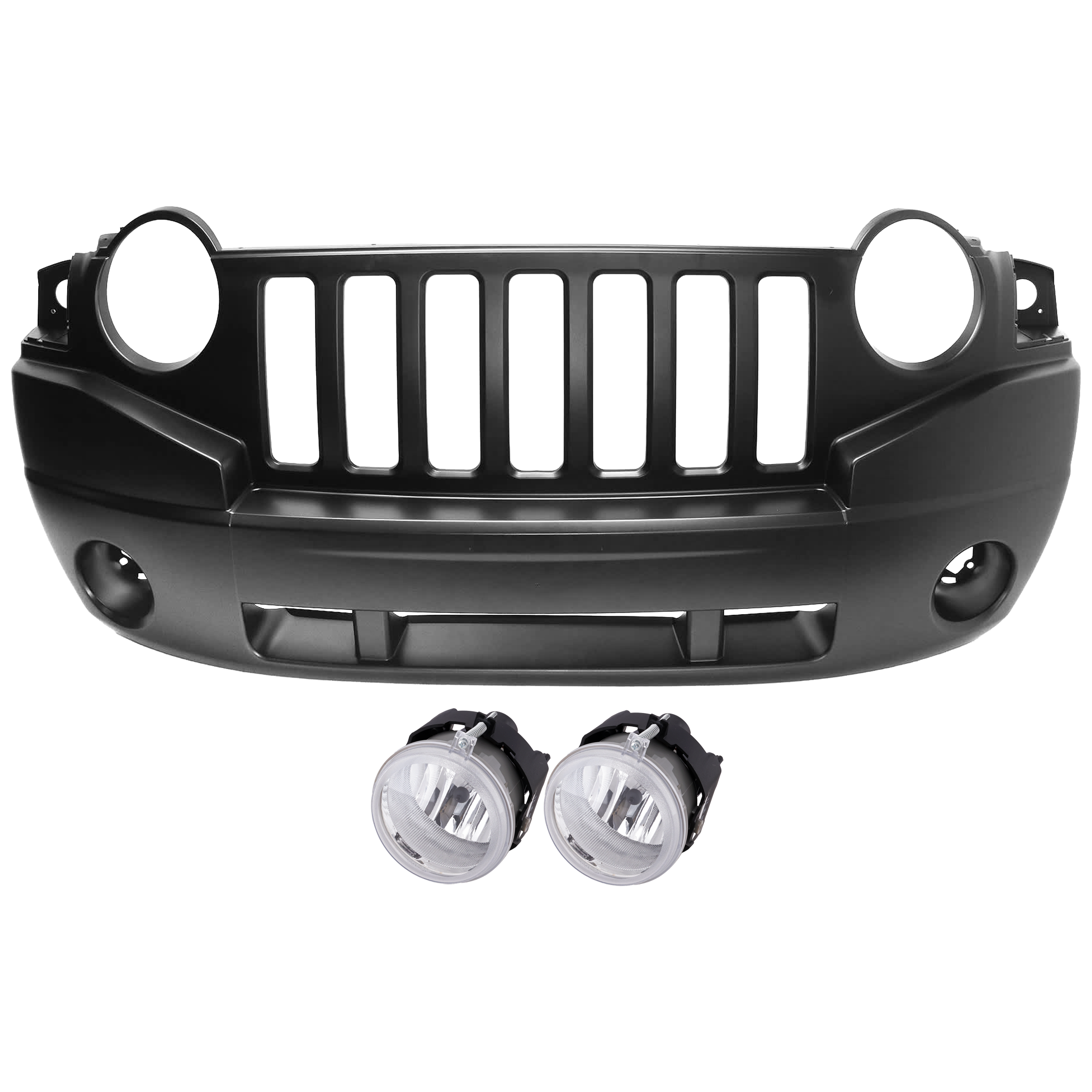 AM COMPASS 07-10 FRONT BUMPER COVER 3 pc Kit Primed w o Rallye Pkg with Fog Light SKU KIT 073026 RR123 Partslink CH1000905 CH2592137 OEM 68002271AC 4805857AB