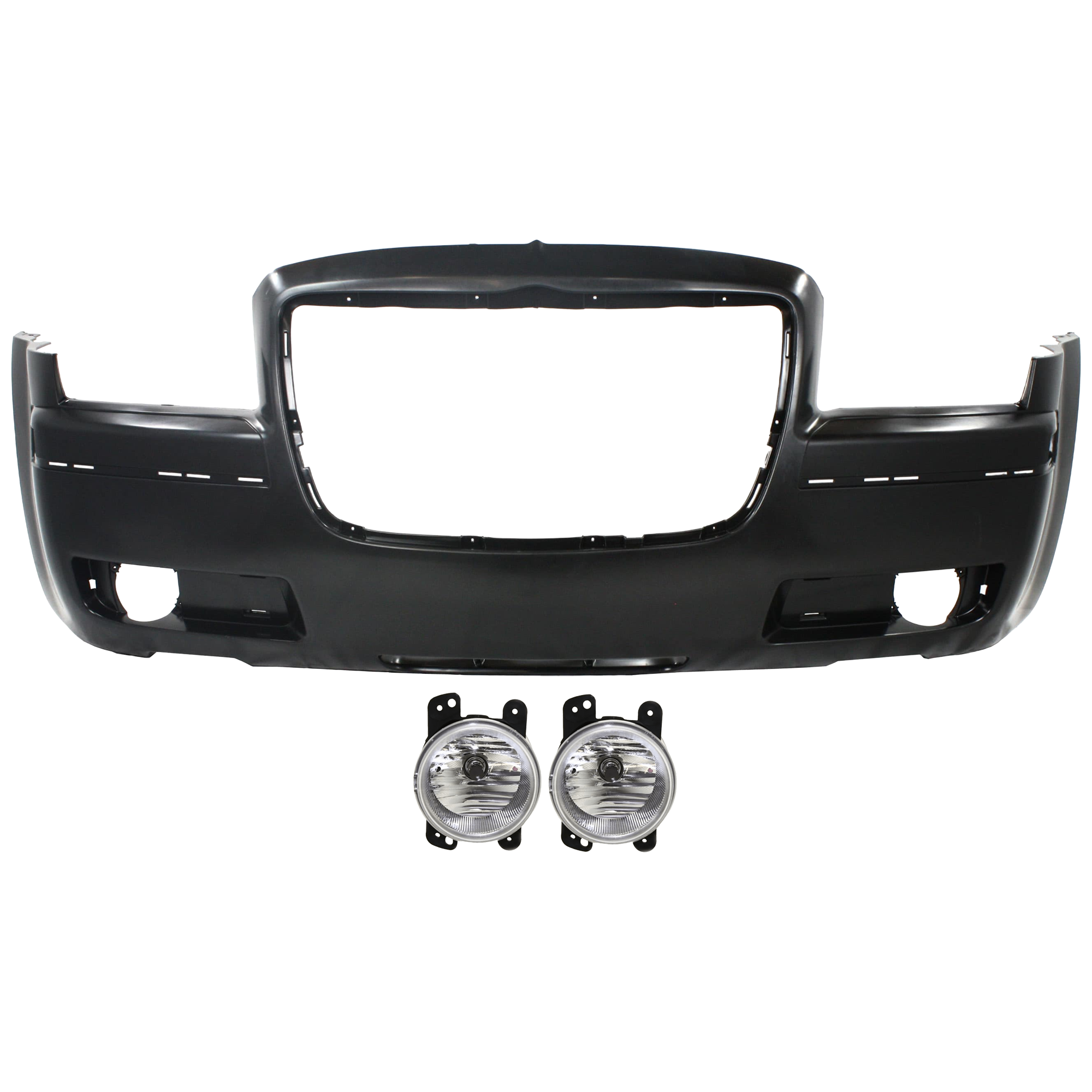 AM CHRYSLER 300-05-10 FRONT BUMPER COVER 3 pc Kit Primed 3.5L Eng with Fog Light SKU KIT 073026 RR134 Partslink CH1000440 CH2590109 OEM 4805773AD 4805856AB