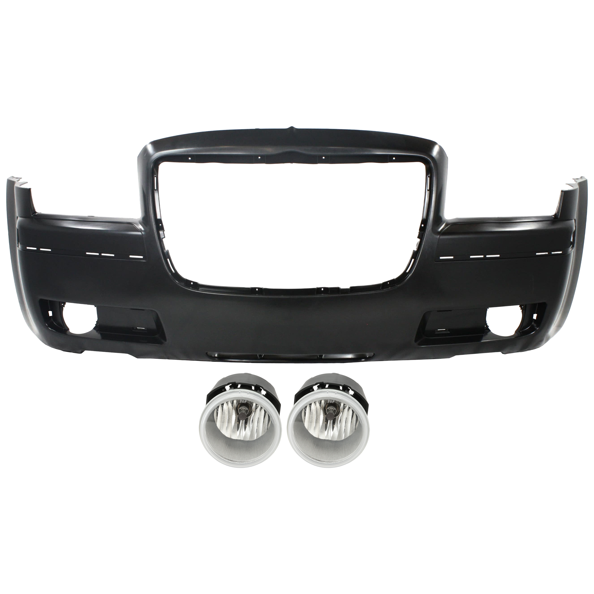 AM CHRYSLER 300-05-10 FRONT BUMPER COVER 3 pc Kit Primed 3.5L Eng with Fog Light SKU KIT 073026 RR135 Partslink CH1000440 CH2592139 OEM 4805773AD 4805858AB 4805858AA
