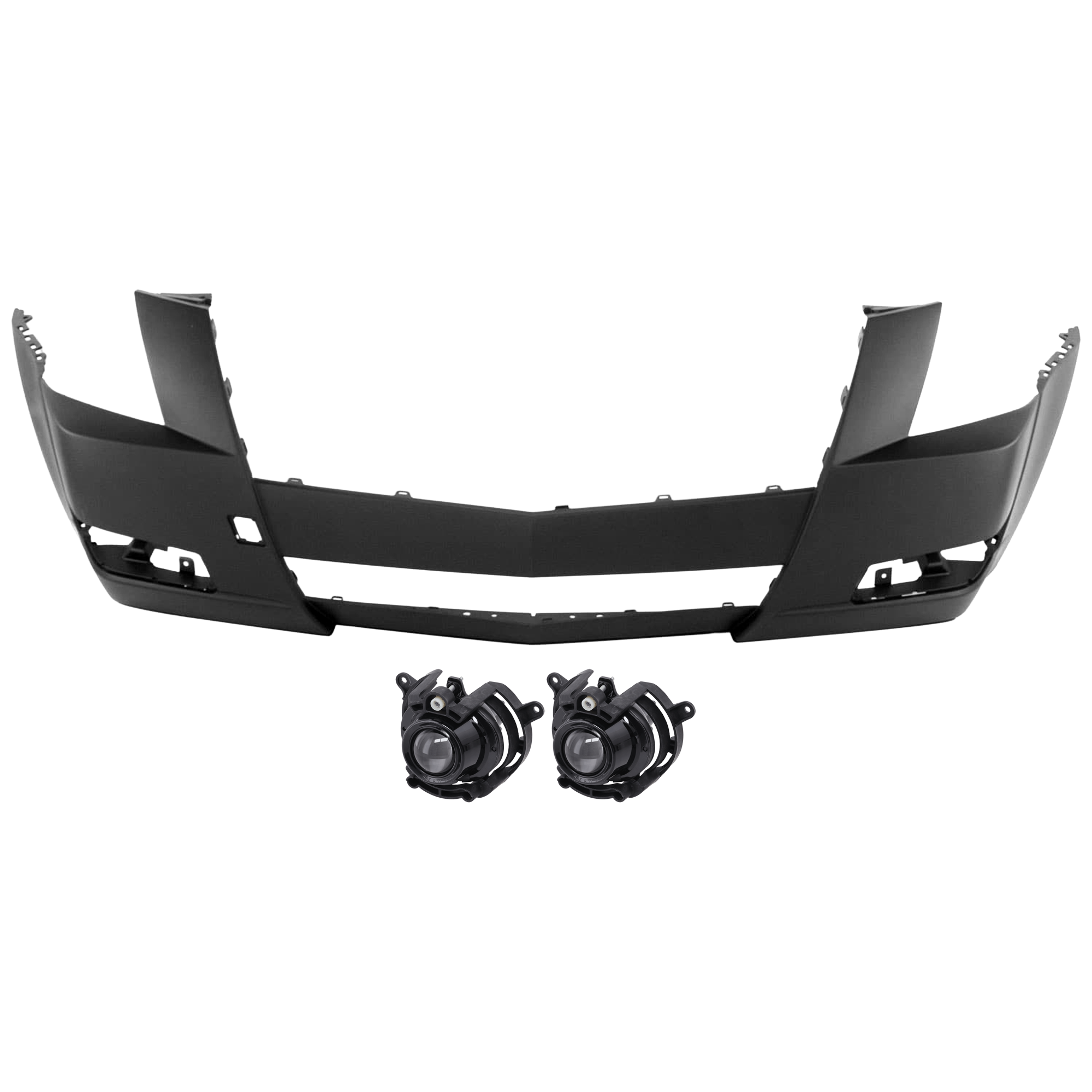 AM CTS 08-14 FRONT BUMPER COVER 3 pc Kit Primed w Halogen Headlights Exc. V Model with Fog Light CAPA SKU KIT 073026 RR149 Partslink GM1000855C GM2590106C OEM 25793663-95419301
