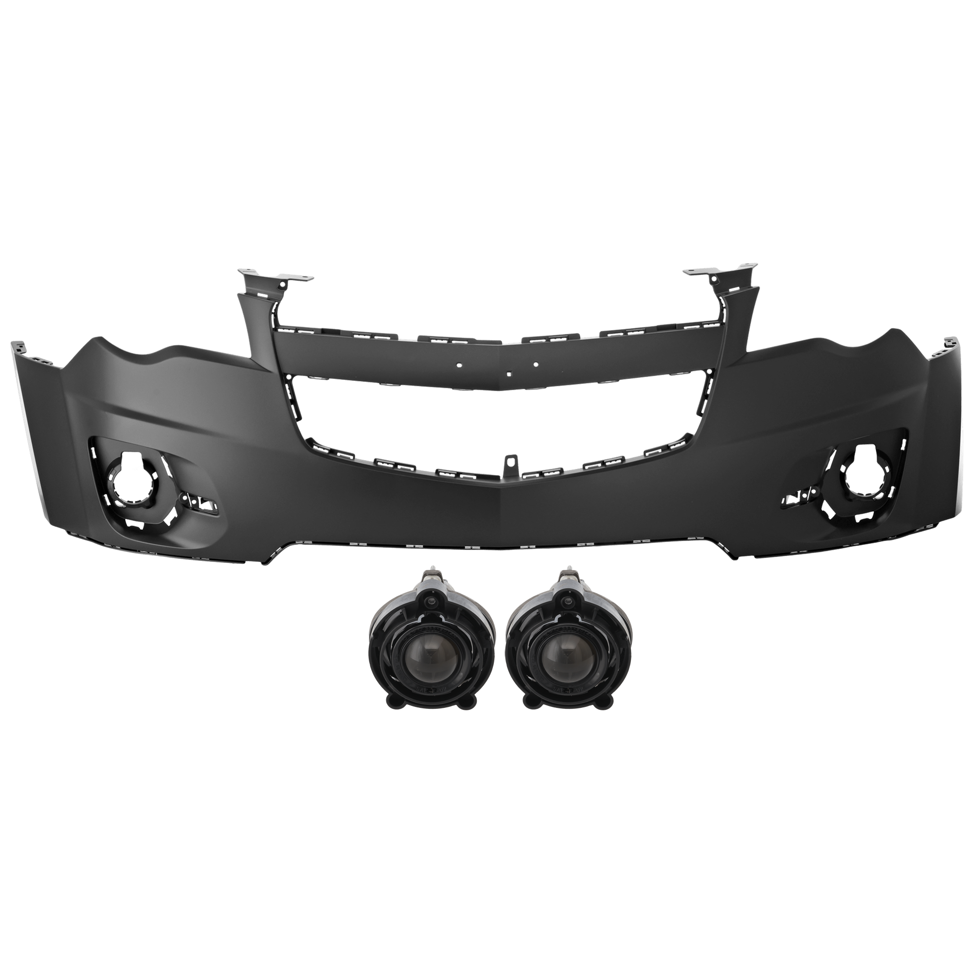 AM EQUINOX 10-15 FRONT BUMPER COVER Upper 3 pc Kit Primed with Fog Light SKU KIT 073026 RR14 Partslink GM1000907 GM2593157 OEM 20983230-10335108