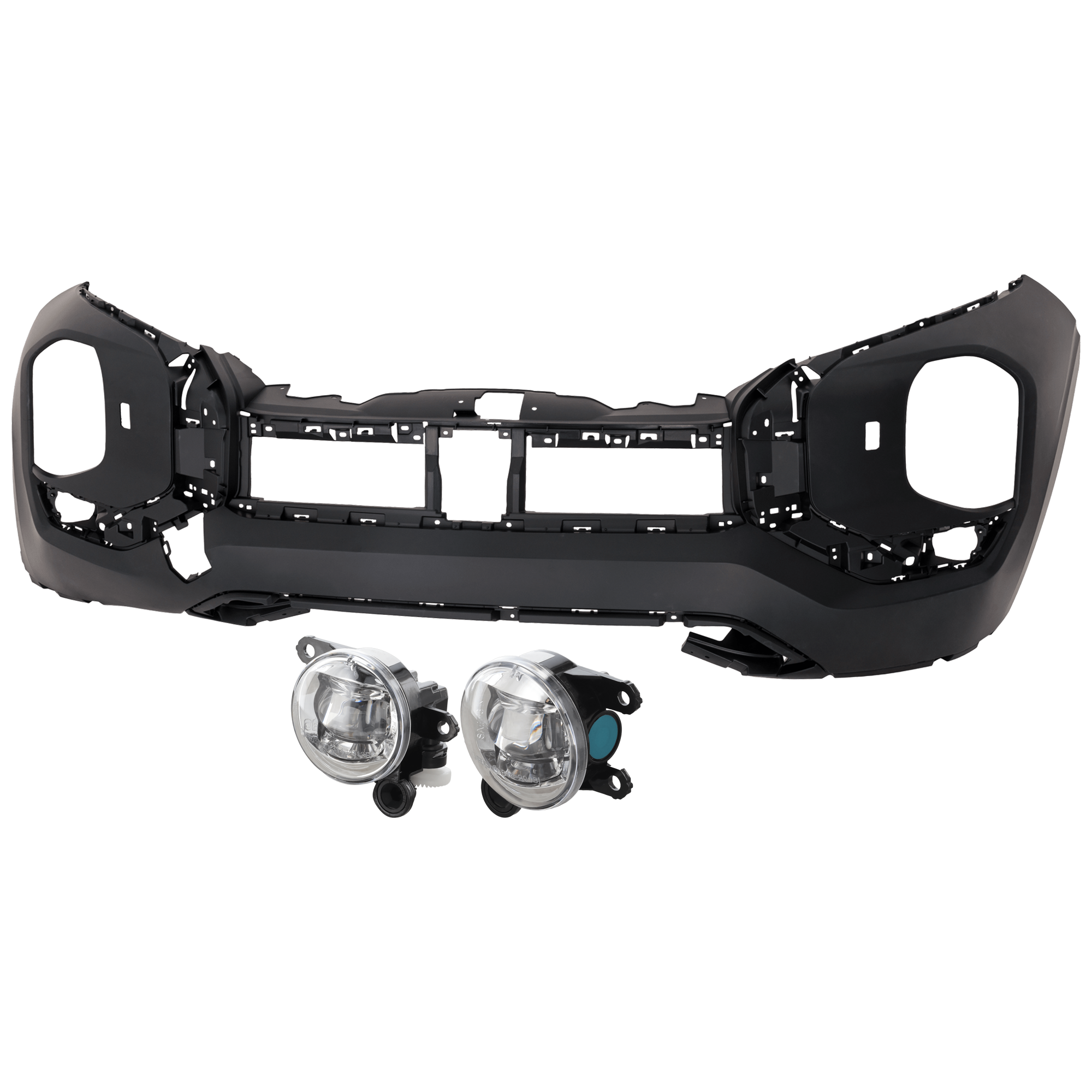 AM OUTLANDER 22-24 OUTLANDER PHEV 23-24 FRONT BUMPER COVER 3 pc Kit Primed w Headlight Washer Holes w o Park Distance Control Sensor Holes with Fog Light SKU KIT 073026 RR207 Partslink MI1000355 MI2593125 MI2592125 OEM 62012W260P 8321A822-8321A821