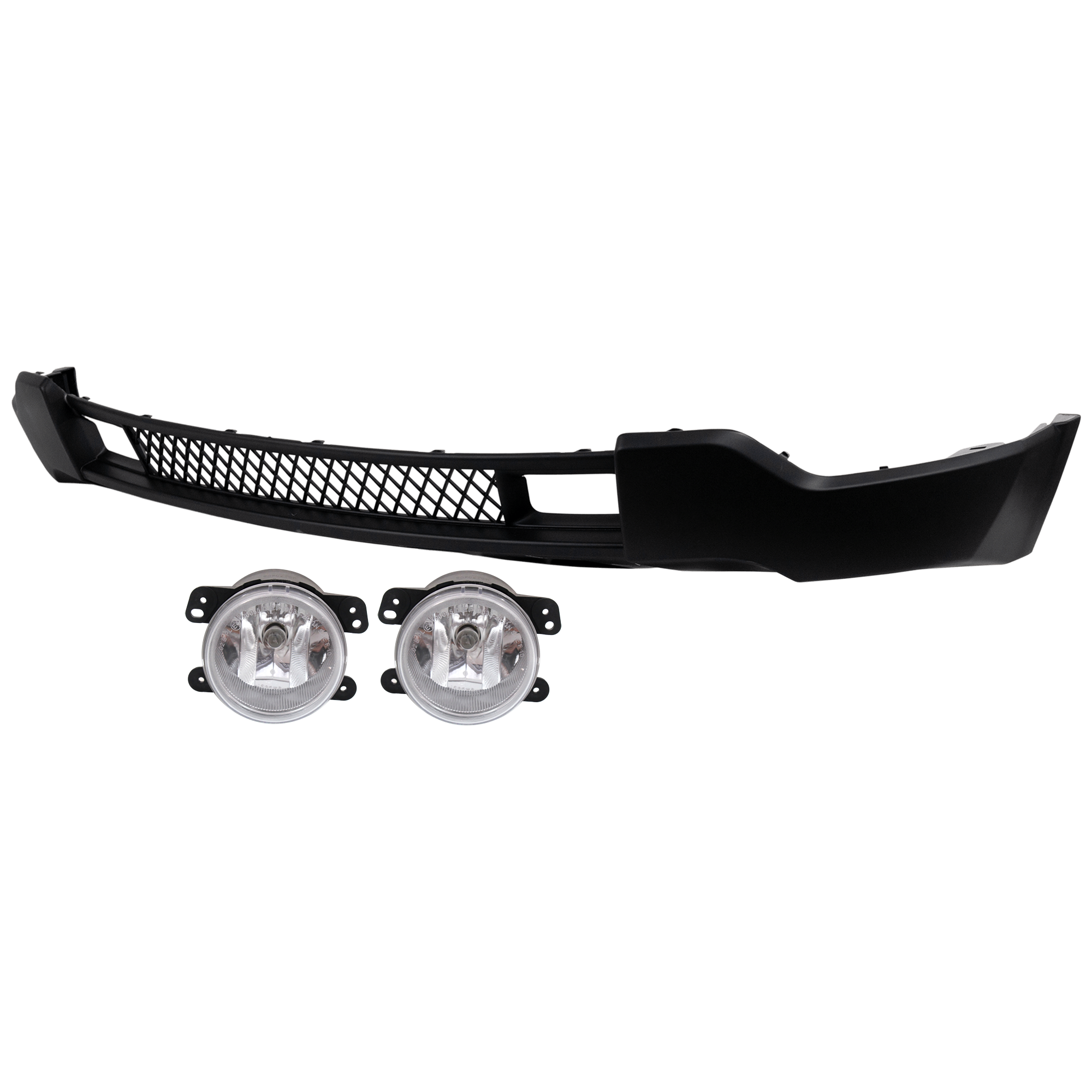 AM GRAND CHEROKEE 11-13 FRONT BUMPER COVER Lower 3 pc Kit Primed w o Adaptive Speed Ctrl w Chrome Trim Exc. SRT SRT8 Mdls with Fog Light CAPA SKU KIT 073026 RR30 Partslink CH1095119C OEM 5182026AA PFM 68078271AB