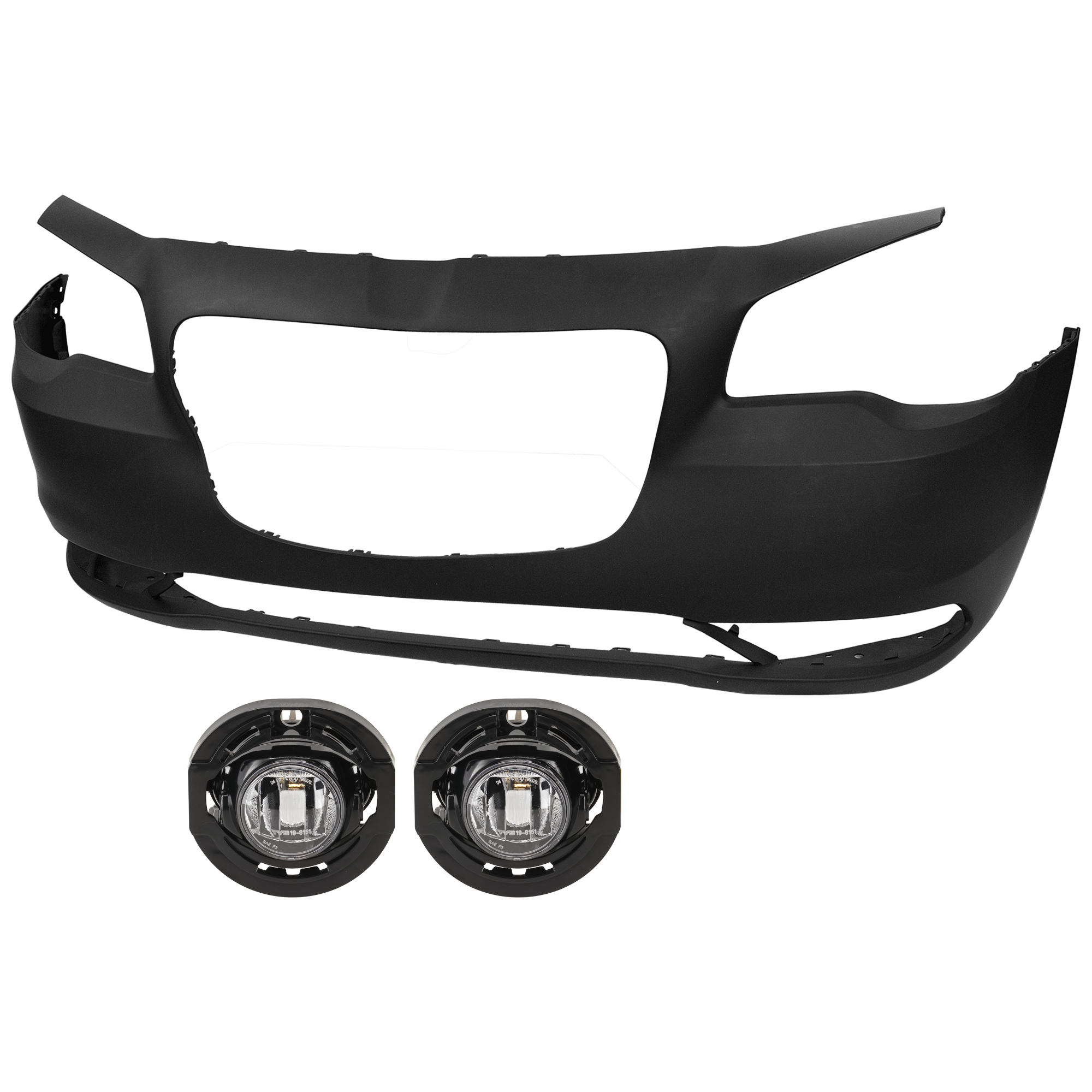 AM CHRYSLER 300-15-23 FRONT BUMPER COVER 3 pc Kit Primed w o Parking Aid Sensor Holes w o Tow Hook Holes 17-22 Type 1 with Fog Light CAPA SKU KIT 073026 RR35 Partslink CH1000A21C CH2592162C OEM 5PN41TZZAE 68466266AB
