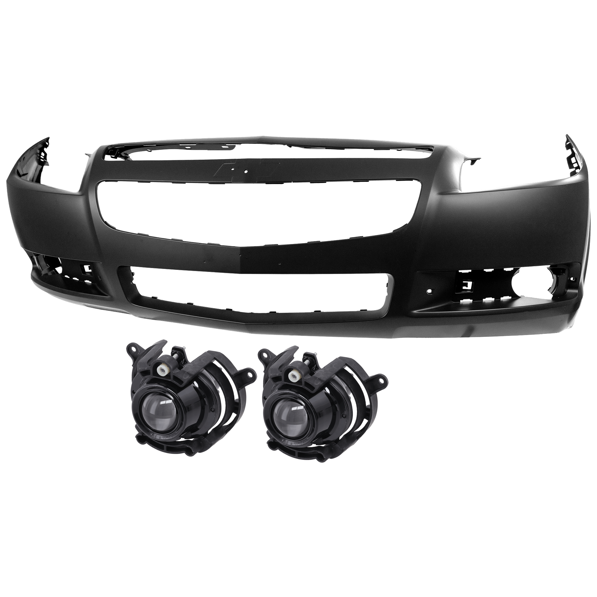 AM MALIBU 08-12 FRONT BUMPER COVER 3 pc Kit Primed w Fog Light Holes with Fog Light SKU KIT 073026 RR36 Partslink GM1000858 GM2590106 OEM 20832808-95419301