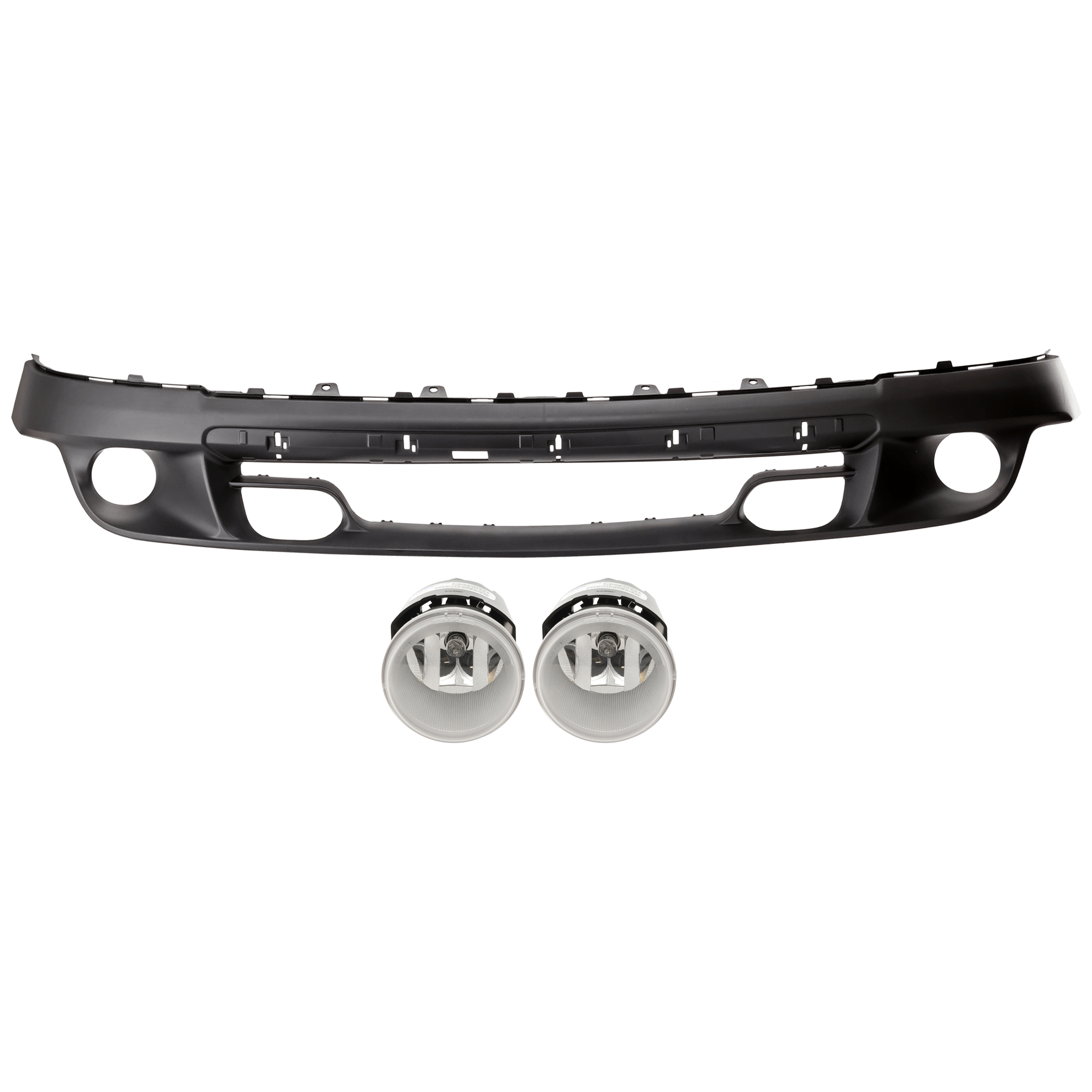 AM DURANGO 11-13 FRONT BUMPER COVER Lower 3 pc Kit Textured Black with Fog Light CAPA SKU KIT 073026 RR45 Partslink CH1015109C CH2592143C OEM 5182024AA 68089166AC