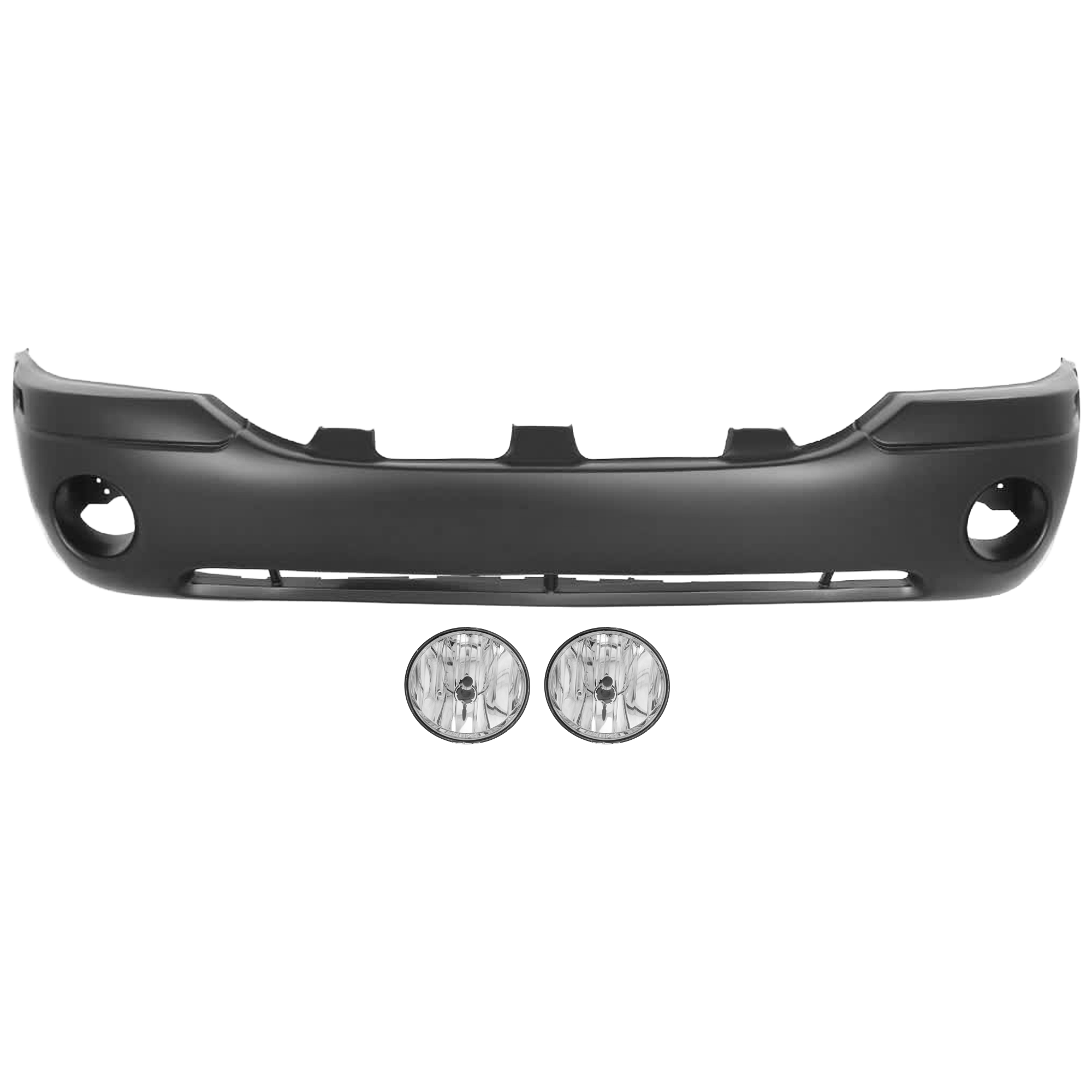 AM ENVOY 02-09 FRONT BUMPER COVER 3 pc Kit Primed SLE SLT Models with Fog Light CAPA SKU KIT 073026 RR47 OEM 88937036-15269042