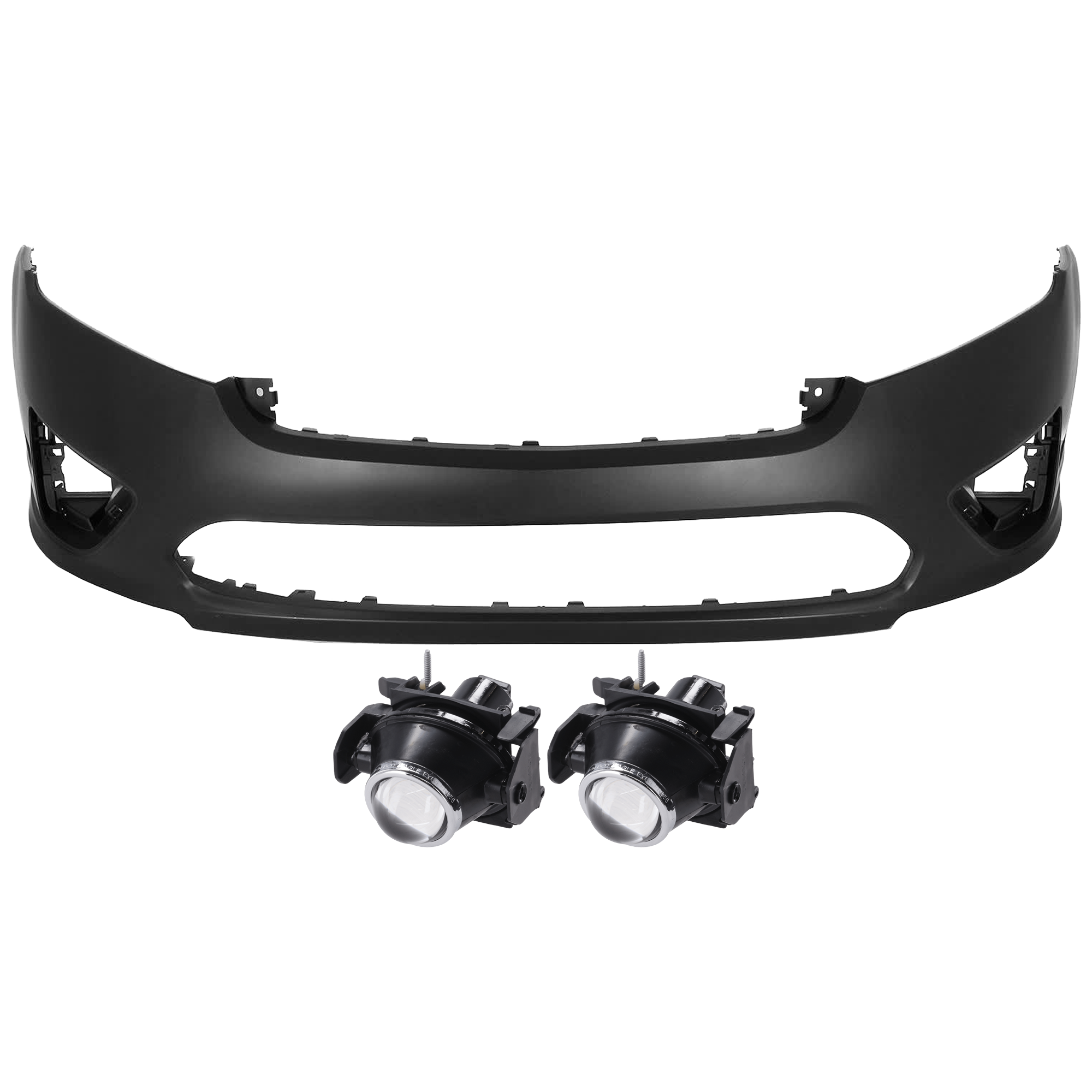 AM FUSION 10-12 FRONT BUMPER COVER 3 pc Kit Primed with Fog Light SKU KIT 073026 RR49 Partslink FO1000650 FO2590110 OEM AE5Z17D957BAPTM 6E5Z15200A
