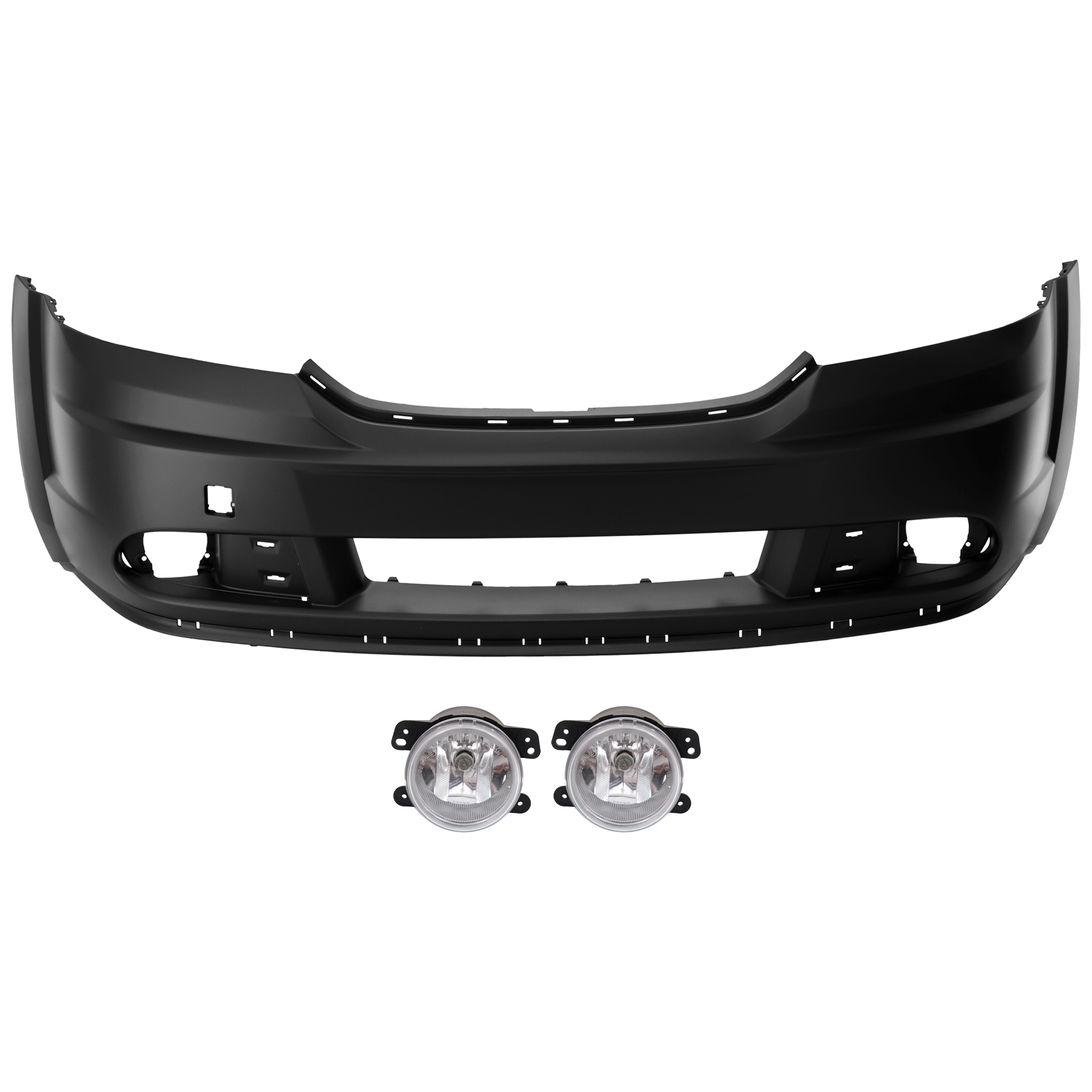 AM JOURNEY 11-20 FRONT BUMPER COVER 3 pc Kit Primed w o Fascia with Fog Light CAPA SKU KIT 073026 RR65 Partslink CH1000999C OEM 1SW02TZZAC PFM 5182026AA PFM