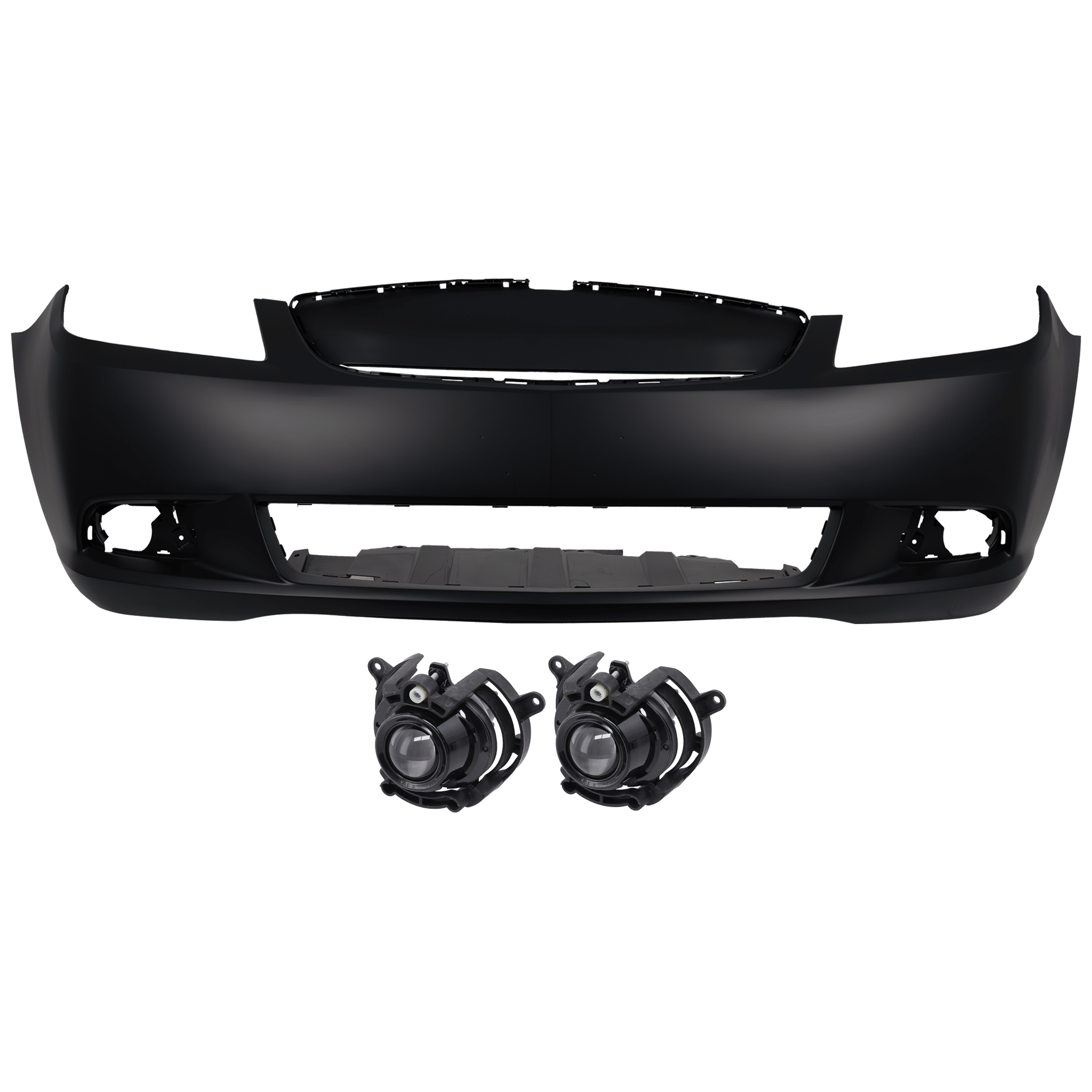 AM LACROSSE ALLURE 10-13 FRONT BUMPER COVER 3 pc Kit Primed w o Parking Aid Snsr Holes with Fog Light SKU KIT 073026 RR70 Partslink GM1000911 GM2590106 OEM 20979560-95419301