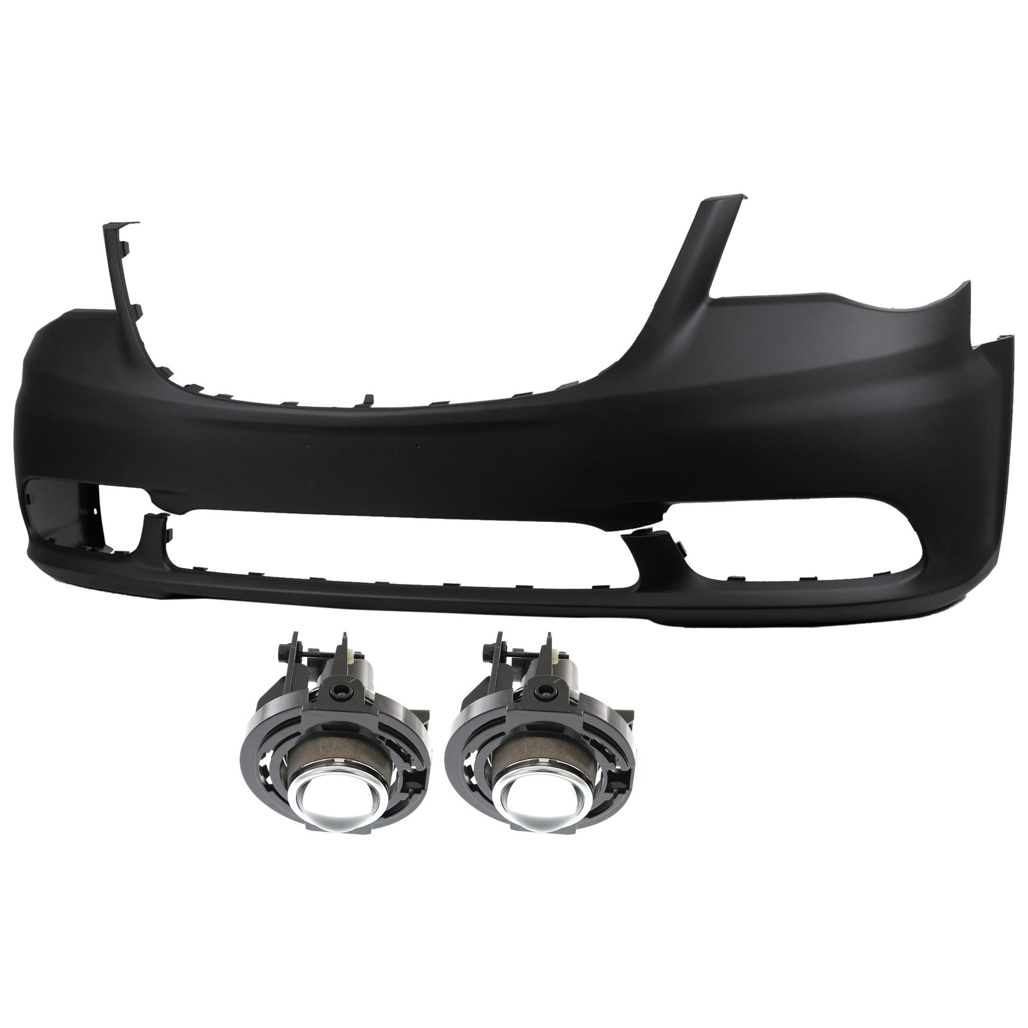 AM TOWN AND COUNTRY 11-16 FRONT BUMPER COVER 3 pc Kit Primed w o Headlight Washer Holes with Fog Light SKU KIT 073026 RR74 OEM 68088967AA 5182021AB PFM