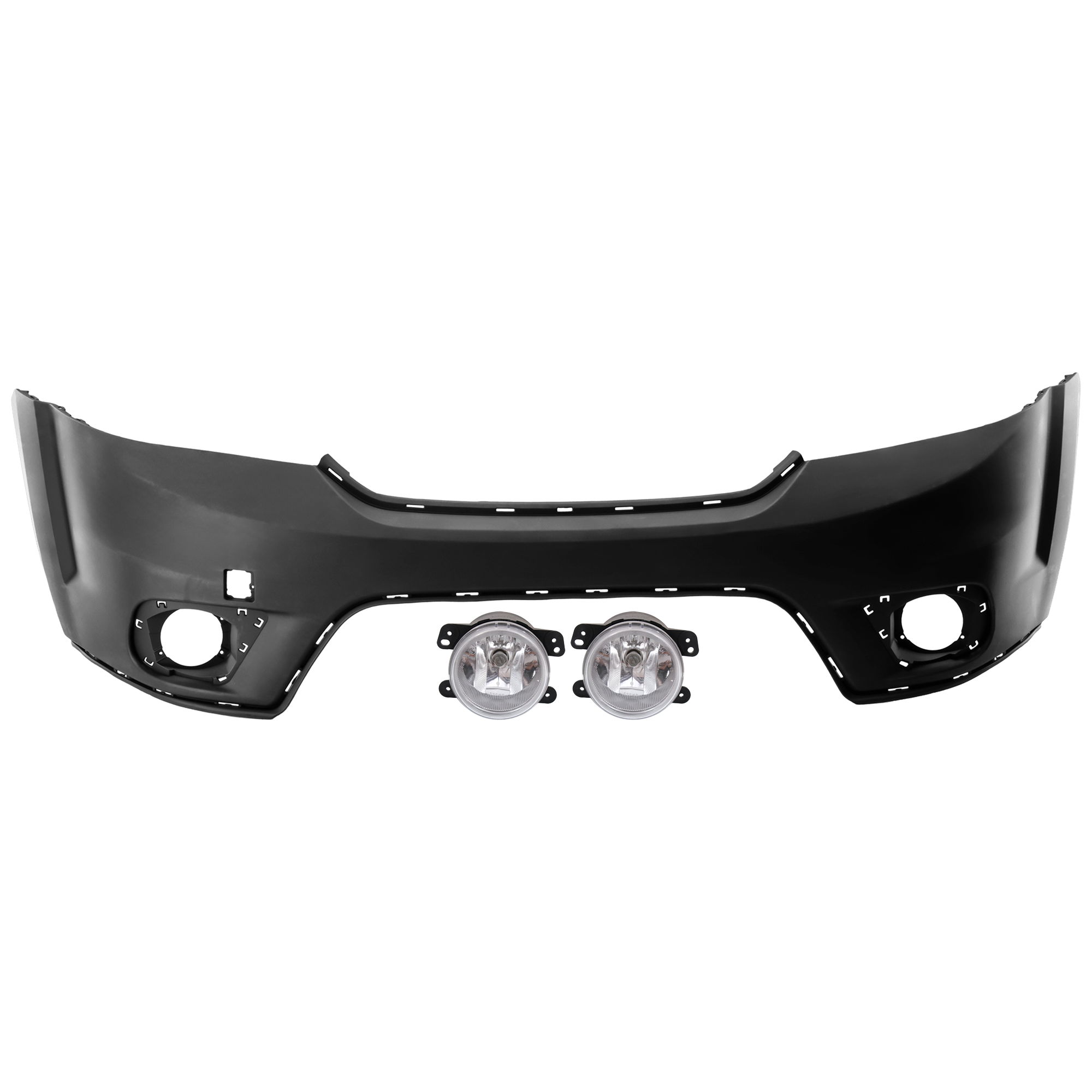 AM JOURNEY 11-19 FRONT BUMPER COVER Upper 3 pc Kit Primed w Fascia 2 pc design w o HLW Holes Type 2 with Fog Light CAPA SKU KIT 073026 RR78 Partslink CH1000A06C OEM 5182026AA PFM 5YB55TZZAB