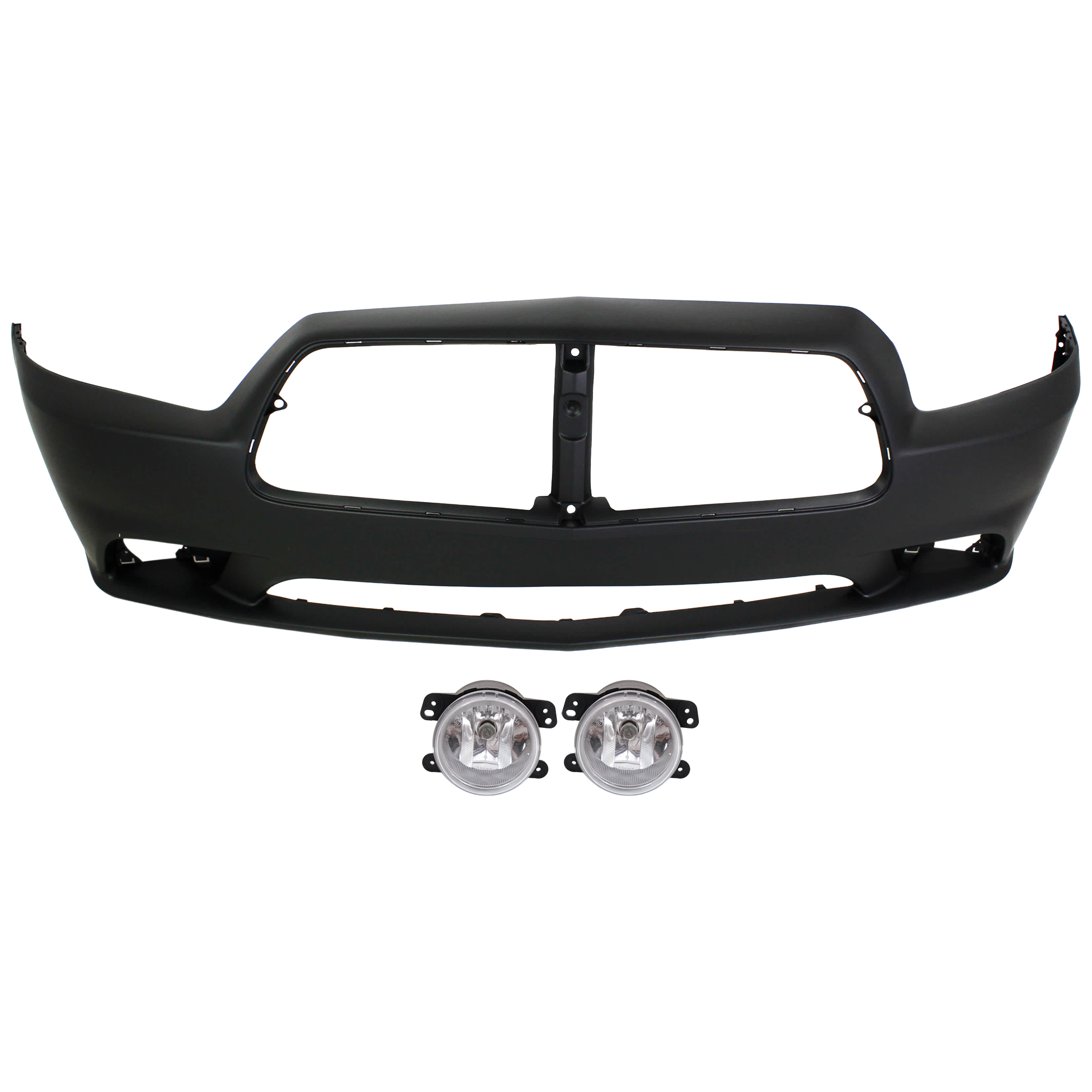 AM CHARGER 11-14 FRONT BUMPER COVER 3 pc Kit Primed w o Adaptive Cruise Control R T SE SXT RT Road Track SXT Plus Models with Fog Light SKU KIT 073026 RR80 OEM 68092596AA 5182026AA PFM