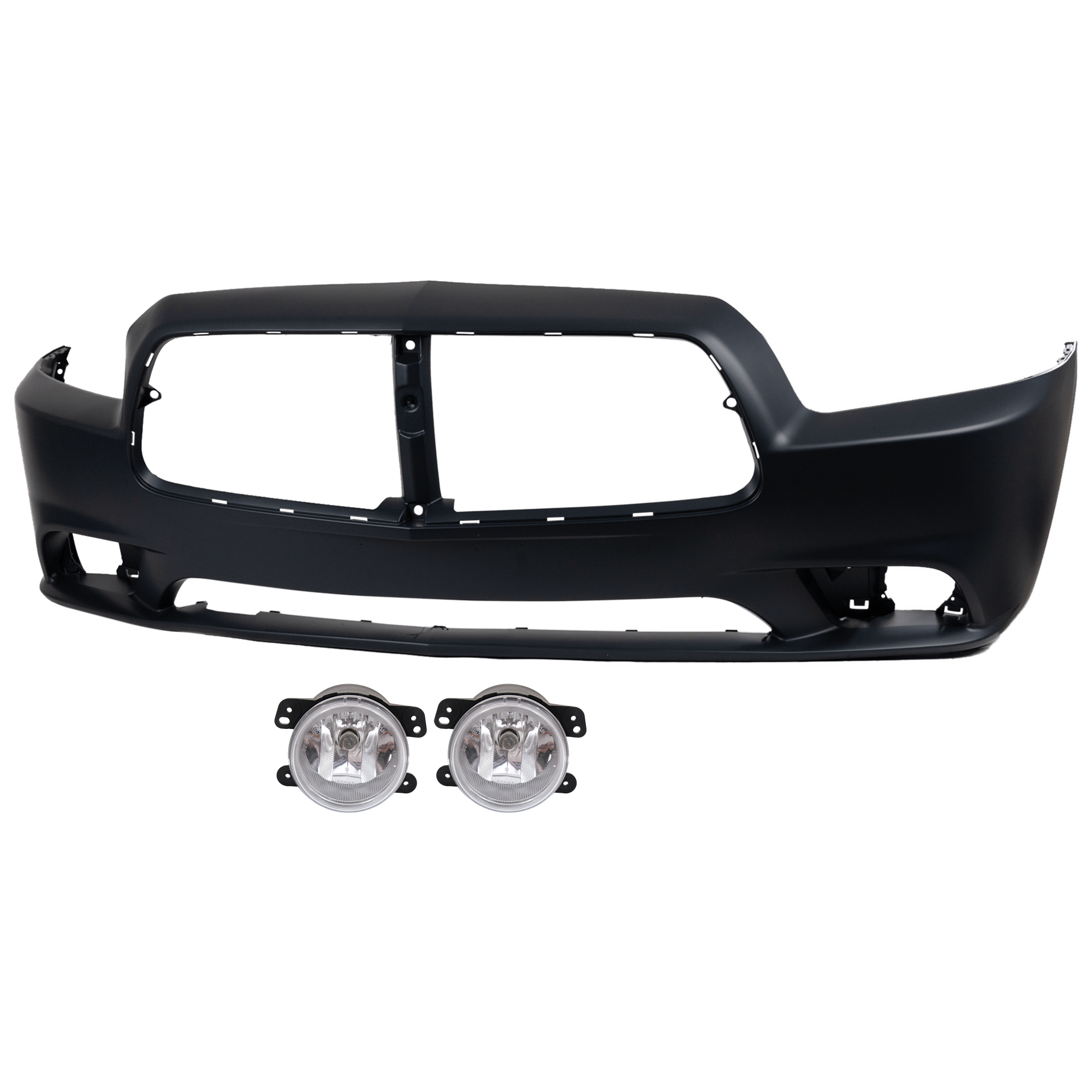 AM CHARGER 11-14 FRONT BUMPER COVER 3 pc Kit Primed w Adaptive Cruise Control with Fog Light SKU KIT 073026 RR99 OEM 68092597AA 5182026AA PFM