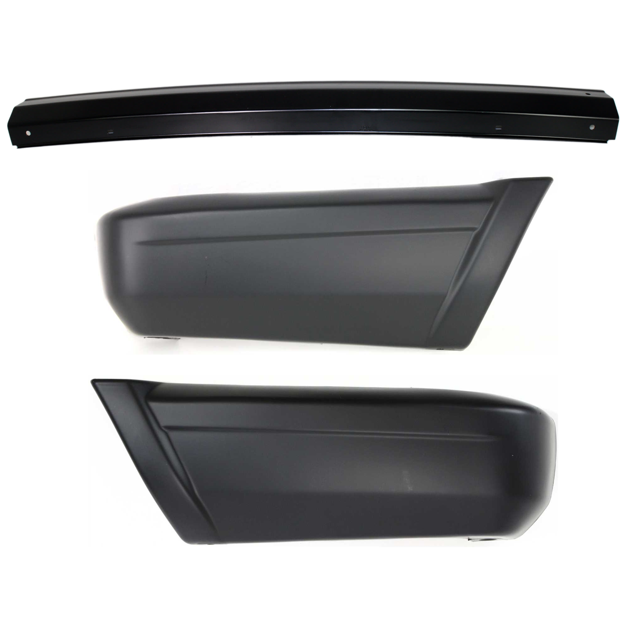 AM CHEROKEE 97-99 REAR BUMPER 3 pc kit Face bar Black with Bumper End SKU KIT 073124-02 Partslink CH1102338 CH1104142 CH1105142 OEM 5EE84TZZAF 5DY09TZZ 5DY08TZZ