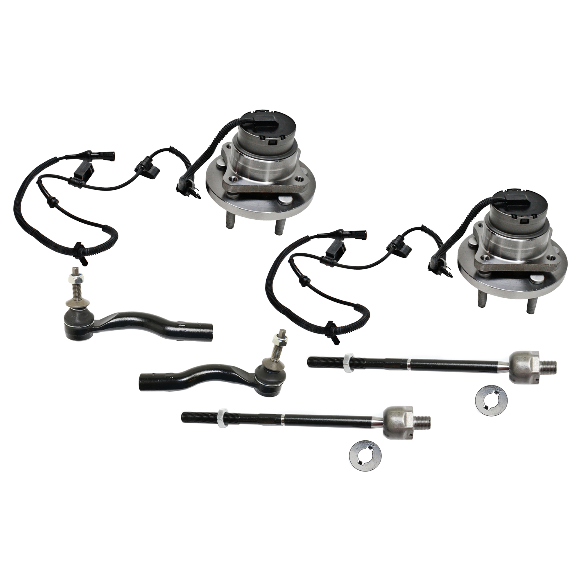 AM CROWN VICTORIA TOWN CAR 03-05 FRONT SUSPENSION KIT RH AND LH 6 pc Kit with Wheel Hub and Tie Rod End SKU KIT 073124-08 OEM 2693211-4011874-3W1Z3A130AB 3W