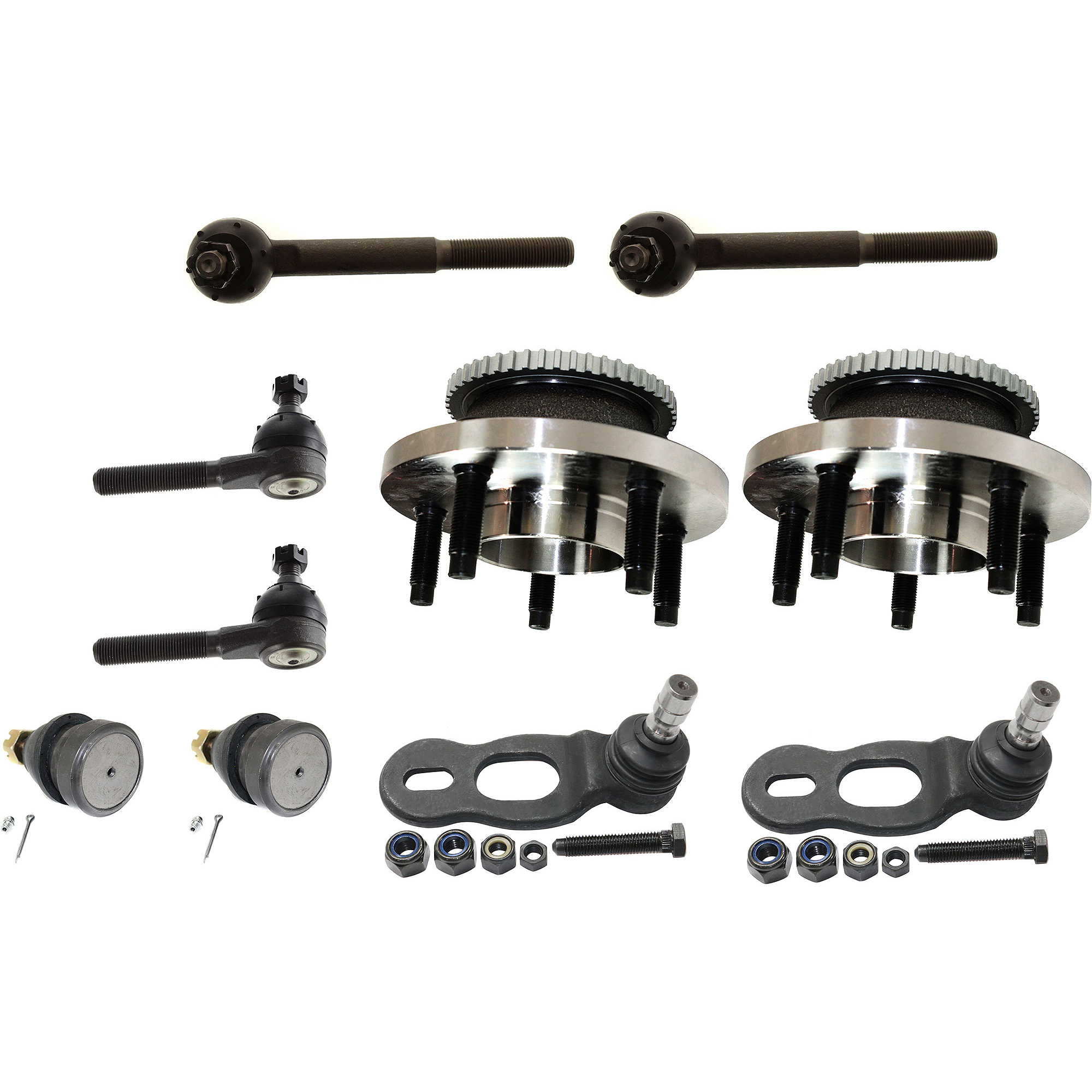 AM CROWN VICTORIA 95-02 FRONT SUSPENSION KIT 10 pc kit w Ball Joint Tie Rod End and Wheel Hub SKU KIT 073124-39 OEM 104226-5051223-2601463OS 2W7Z3
