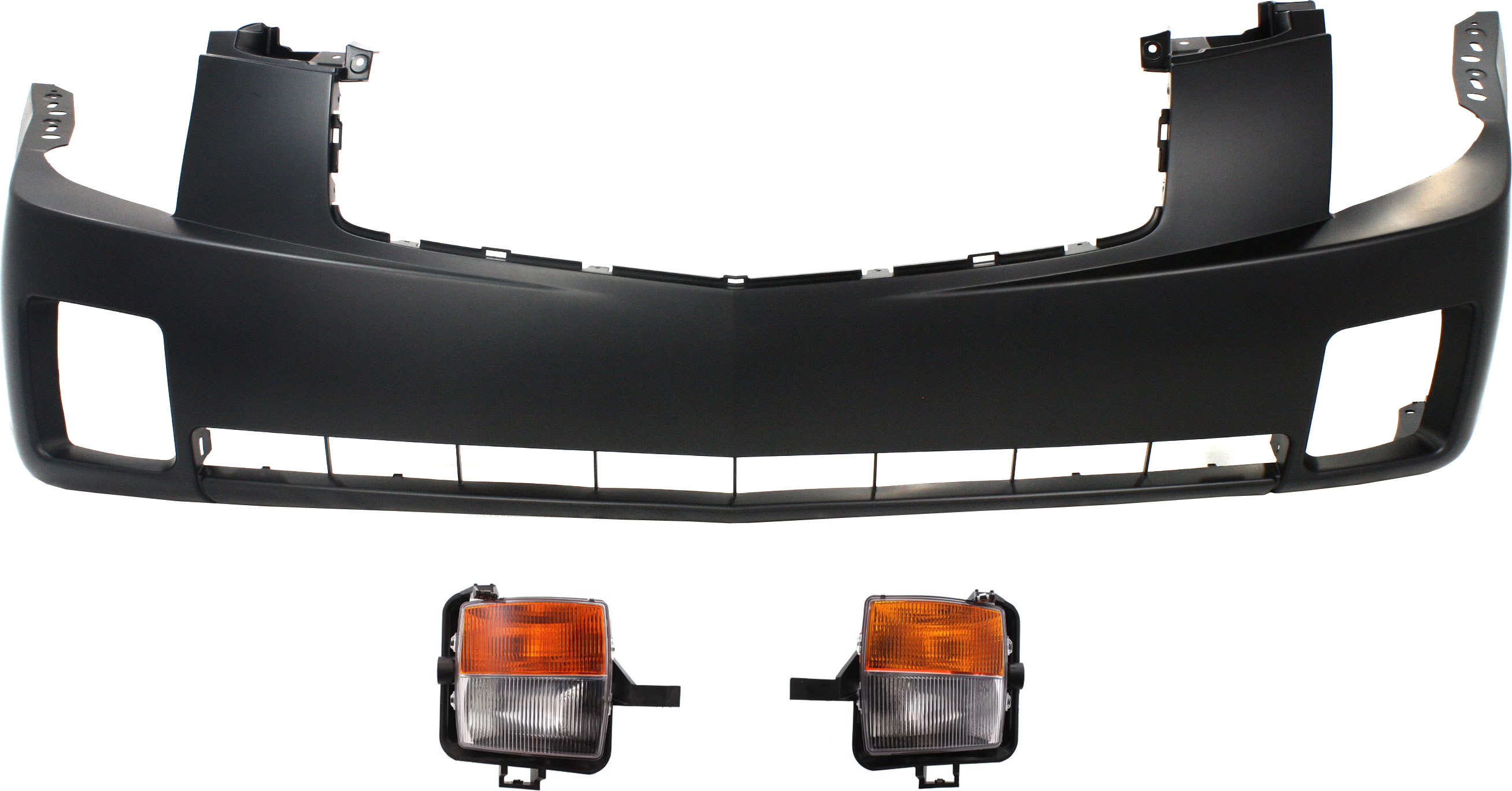 AM CTS 03-07 FOG LAMP RH AND LH 3 pc kit Assembly Halogen includes Bumper Cover SKU KIT 080117-105 Partslink GM2530126 GM2531126 GM1000656 OEM 15930687-15930688-19178478