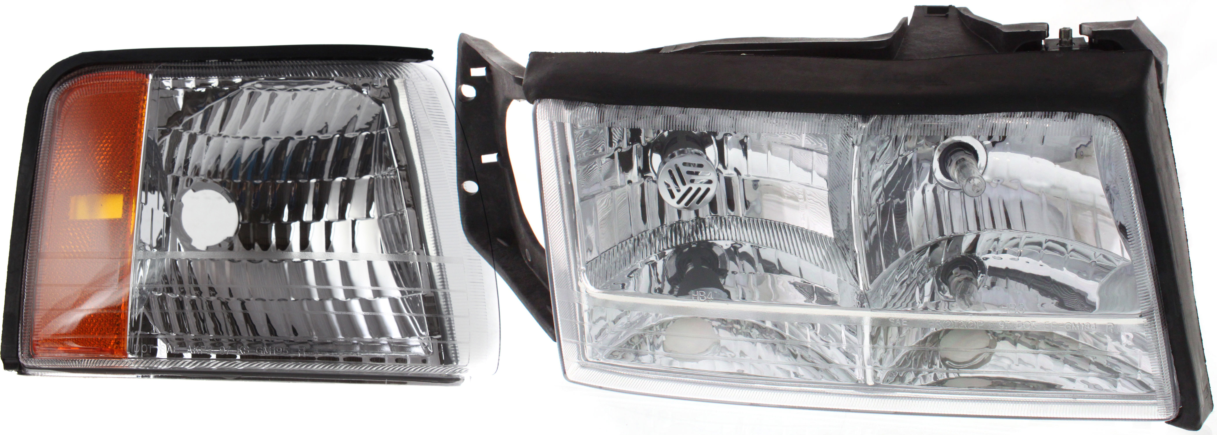 AM DEVILLE 97-99 HEAD LAMP RH with Bulb 2 pc Kit with Corner Light SKU KIT 080117-116 Partslink GM2503165 GM2541102 OEM 16526200-16522806