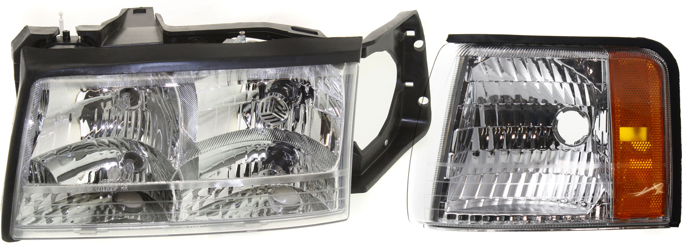 AM DEVILLE 97-99 HEAD LAMP LH with Bulb 2 pc Kit with Corner Light SKU KIT 080117-117 Partslink GM2502165 GM2540102 OEM 16526199-16522805