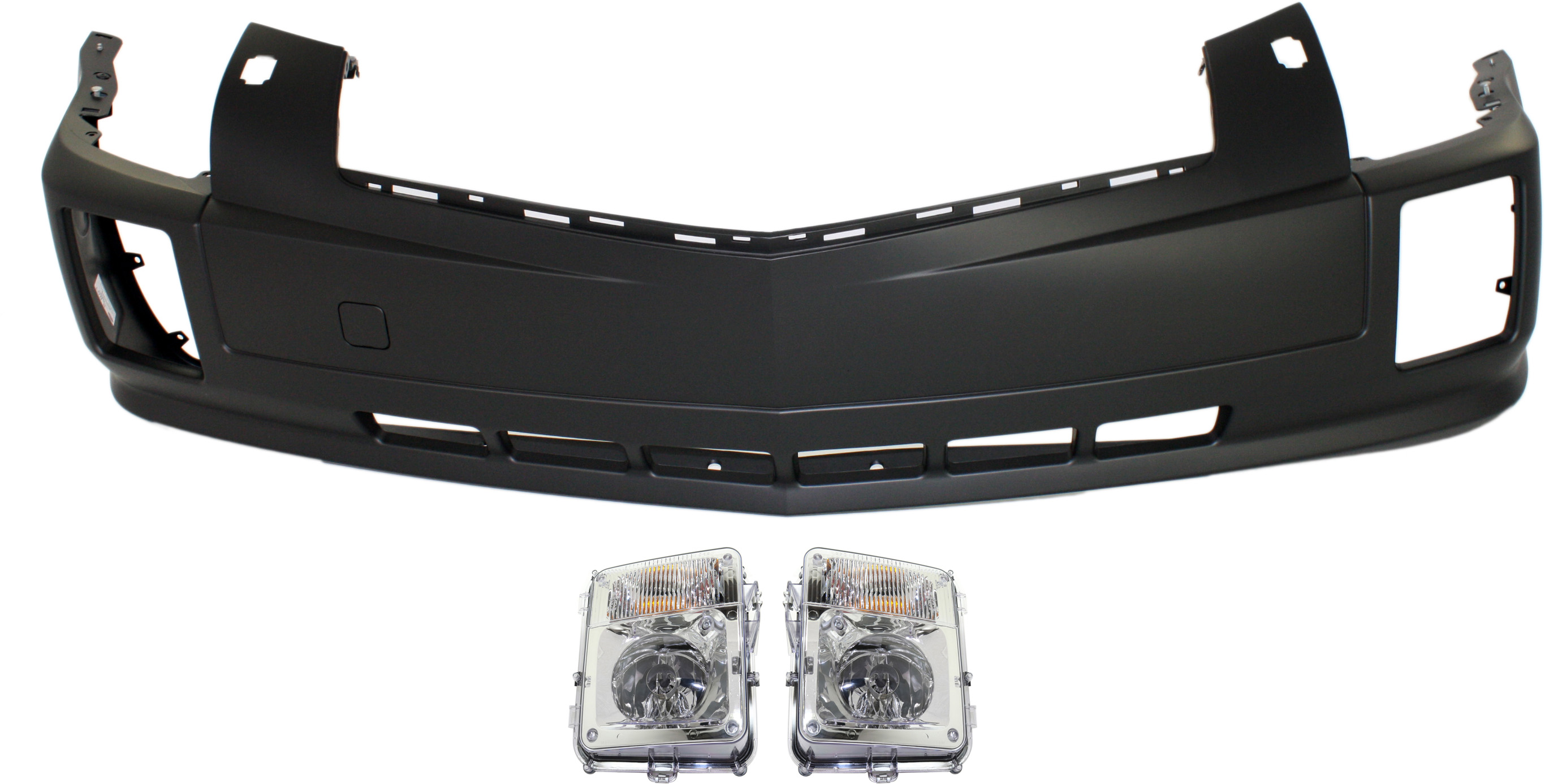 AM SRX 04-09 FRONT BUMPER COVER 3 pc Kit with Fog Lights SKU KIT 080117-152 Partslink GM1000695 GM2592158 GM2593158 OEM 19121107-15930685-15930686
