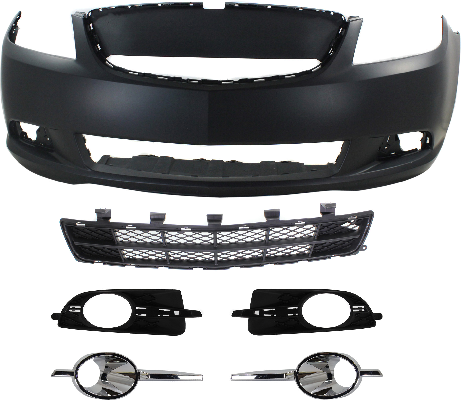 AM ALLURE 10-10 LACROSSE 10-13 FRONT BUMPER COVER Primed 6 pc Kit with Bumper Grille and Fog Light Trims SKU KIT 080117-74 Partslink GM1000911 GM1036124 GM1038120 GM1039120 GM1039124 GM1038124 OEM 20979560-20978940-20859107-208