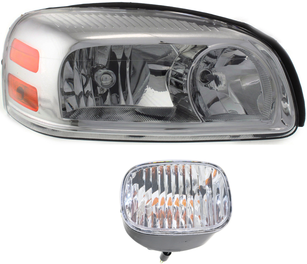 AM MONTANA UPLANDER 05-09 HEAD LAMP RH Assembly Halogen 2 pc Kit with Turn Signal Light SKU KIT 080117-87 Partslink GM2503256 GM2563100 OEM 25891661-15794333