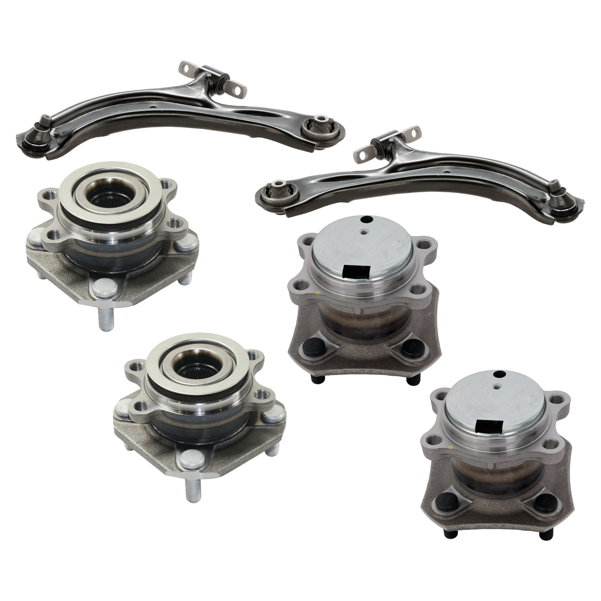 AM SENTRA 07-12 FRONT AND REAR SUSPENSION KIT RH AND LH 6 pc Kit with Control Arm and Wheel Hub SKU KIT 080124-06 OEM 54501ET000-54500ET000-43202ET0