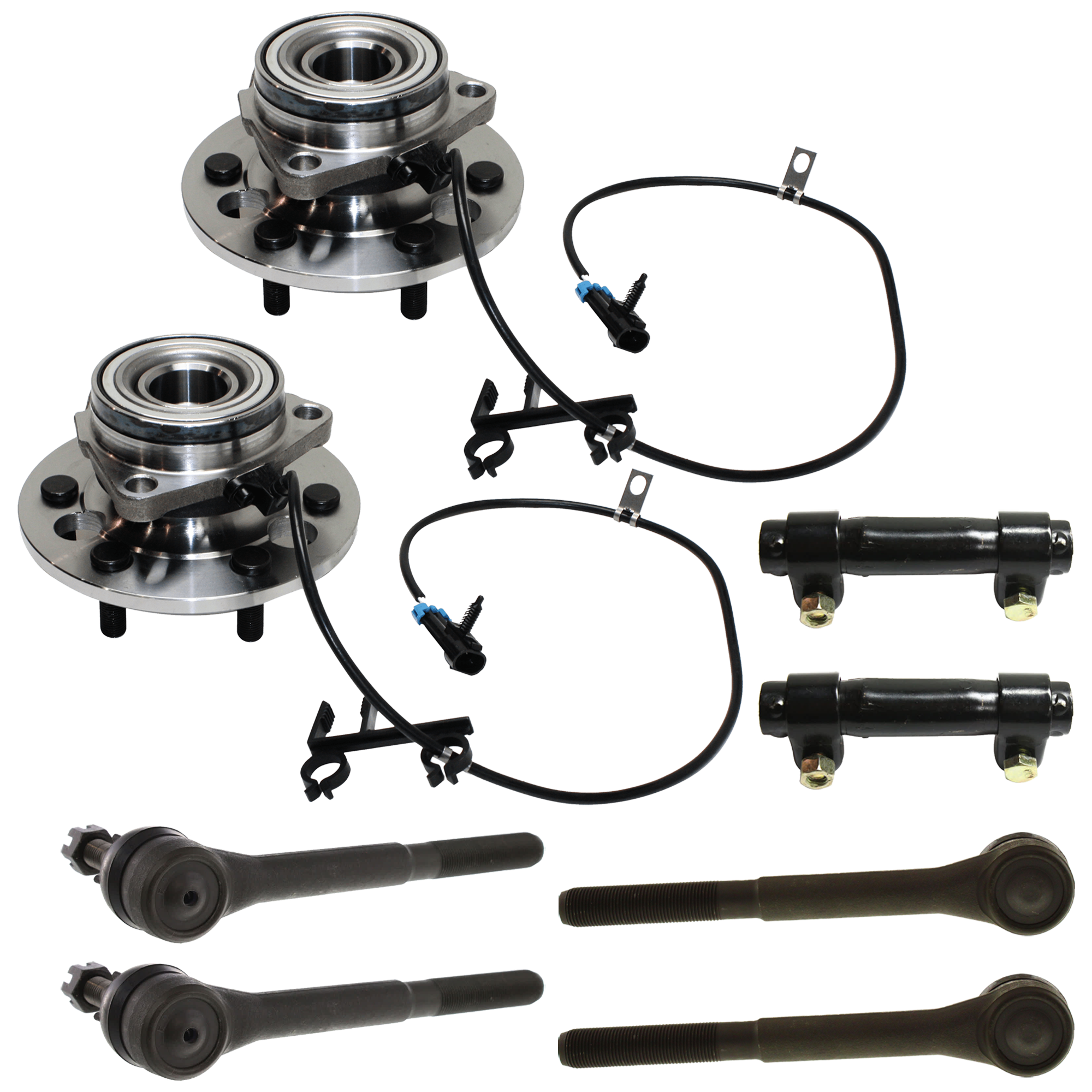 AM TAHOE YUKON 95-00 FRONT SUSPENSION KIT RH AND LH 8 pc Kit with Wheel Hub Tie Rod End and Tie Rod Adjusting Sleeve SKU KIT 080124-10 OEM 64181-310252-381484-384900
