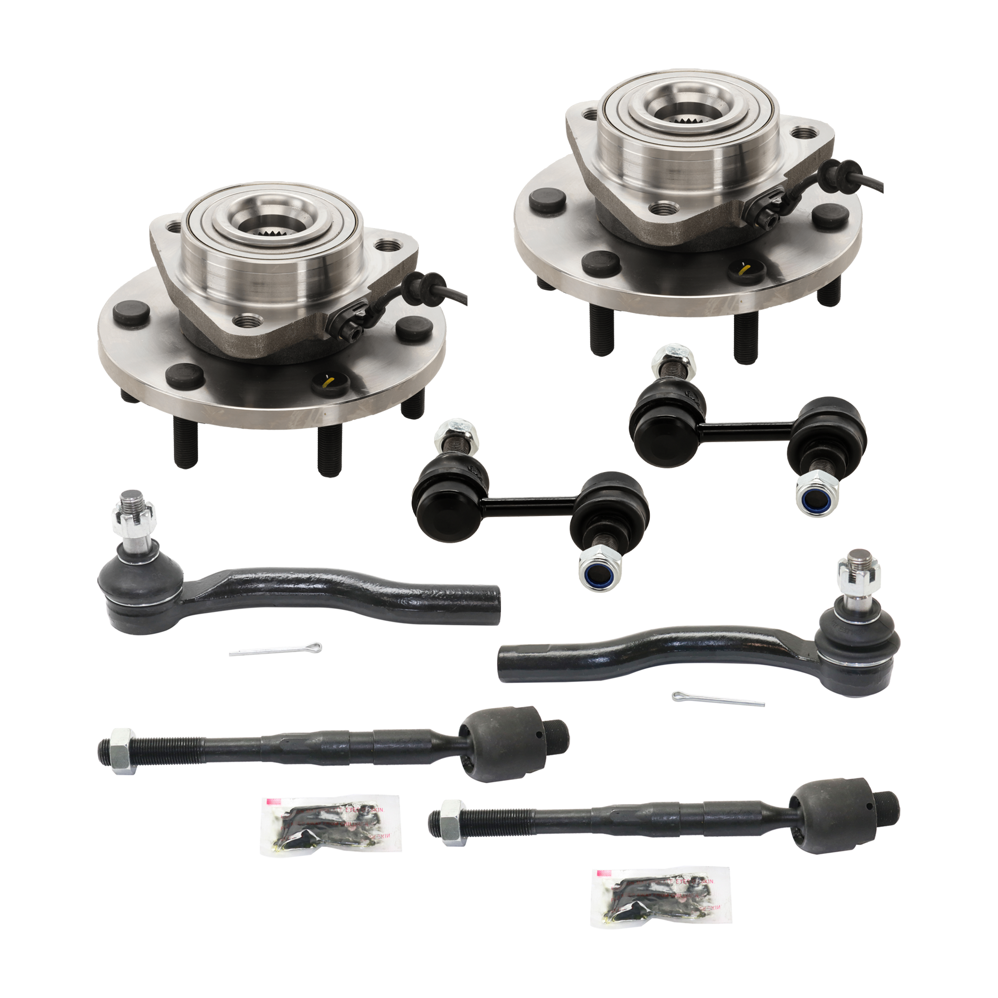 AM ARMADA TITAN 08-12 FRONT SUSPENSION KIT 8 pc Kit with Wheel Hub Sway Bar Link and Tie Rod End SKU KIT 080124-12 OEM 1016035-2651876-5451668-187501