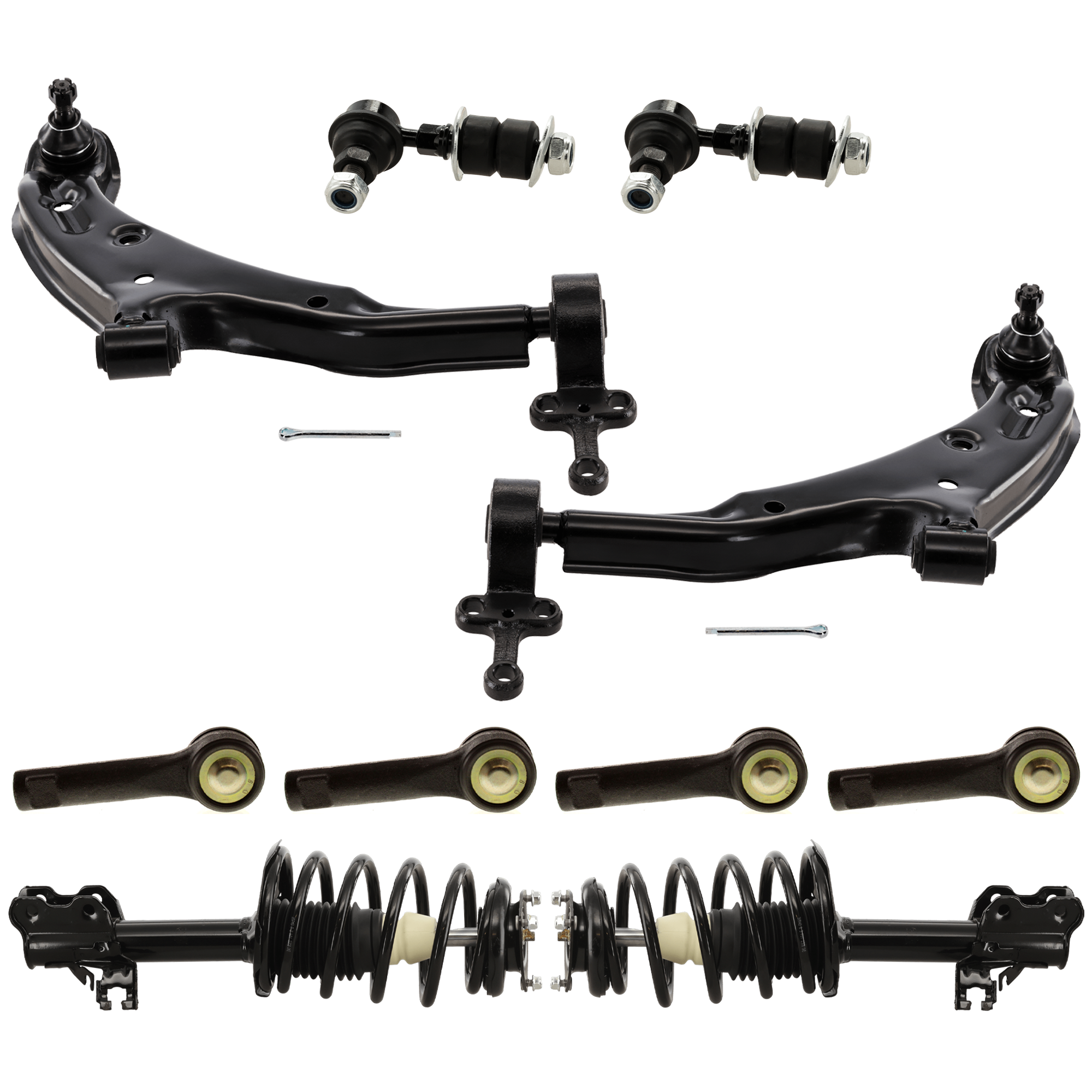 AM SENTRA 02-06 FRONT SUSPENSION KIT 10 pc Kit with Control Arm Shock Absorber and Strut Assembly Tie Rod End and Sway Bar Link SKU KIT 080124-23 OEM 545014Z011-545015M000-54501F