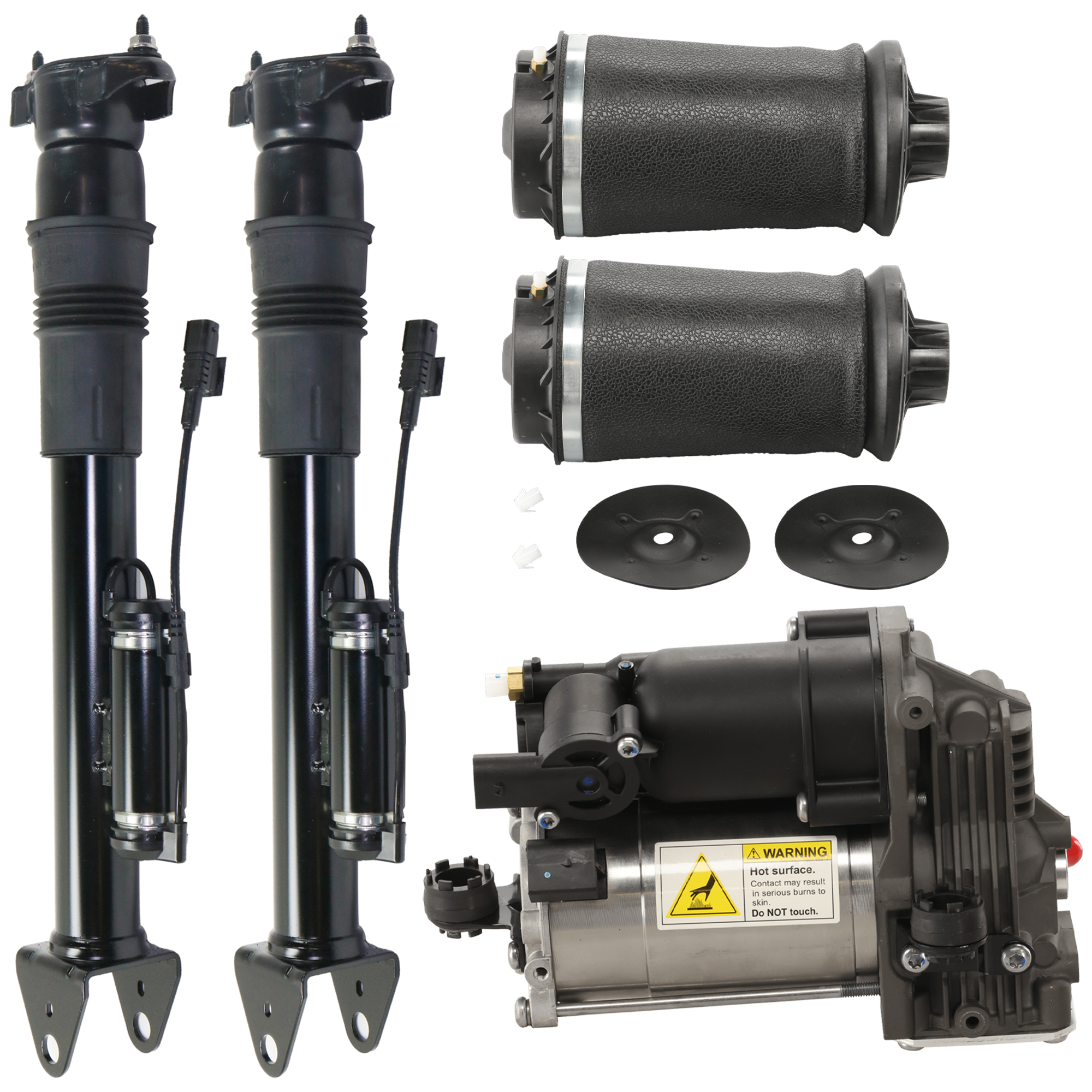 AM ML CLASS 12-15 GLE CLASS 16-19 REAR SUSPENSION KIT 5 pc kit w Air Spring and Air Suspension Compressor SKU KIT 080124-36 OEM 1643200225-1643200425-16432006