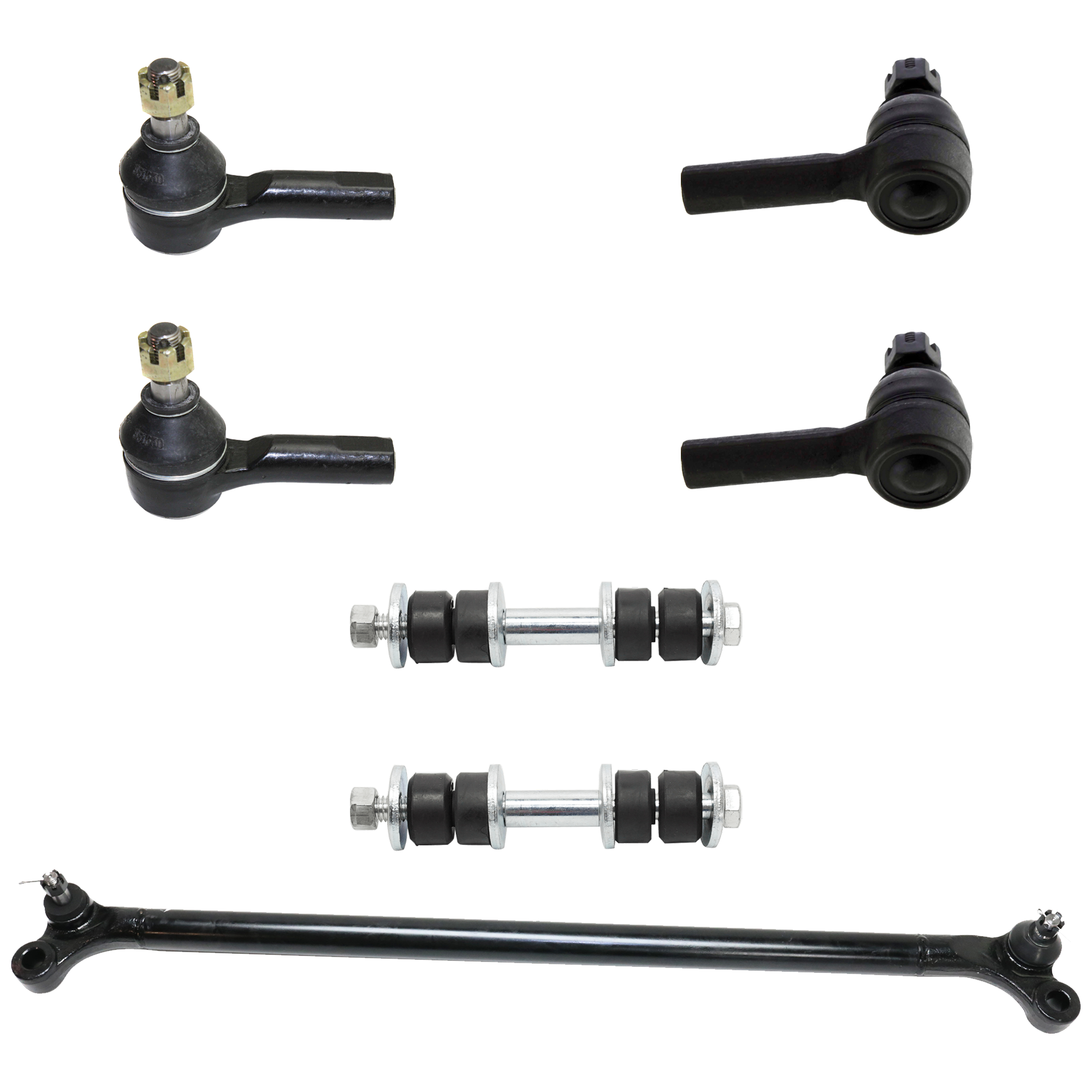 AM J30-93-97 Q45-97-06 FRONT AND REAR SUSPENSION KIT 7 pc Kit with Center Link Sway Bar Link and Tie Rod End SKU KIT 080124-50 OEM CL69049 GDS80593 JTY7510-10