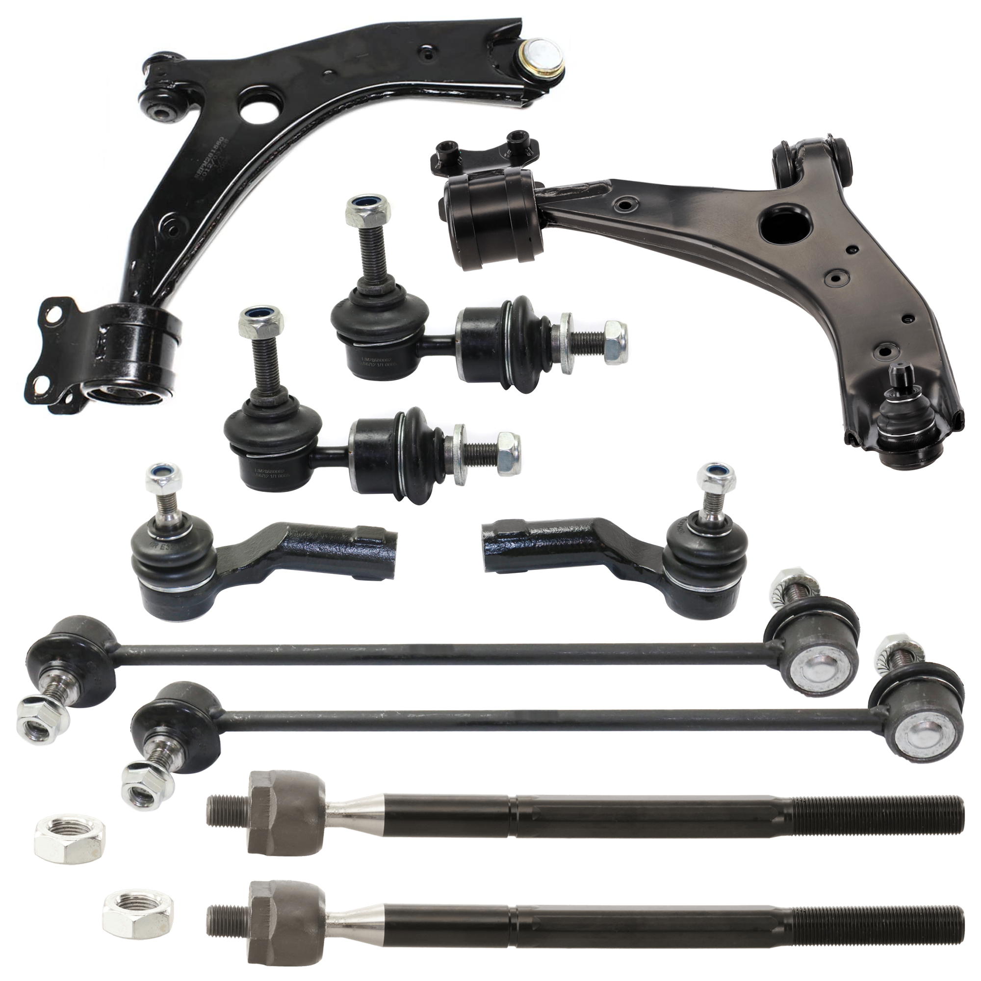 AM MAZDA 3-04-13 MAZDA 5-06-17 FRONT AND REAR SUSPENSION KIT 10 pc Kit with Control Arm Sway Bar Link and Tie Rod End SKU KIT 080124-67 Partslink MA4521100 MA4520100 MA4522100 OEM C51334300 B32H 34-300D C5133
