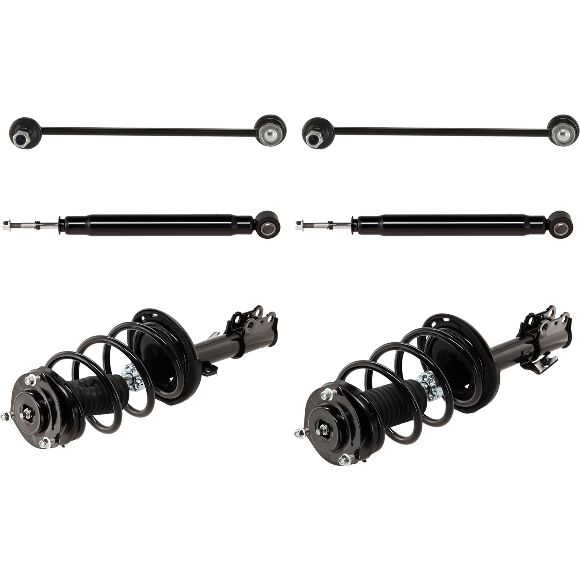 AM SIENNA 11-14 FRONT AND REAR SUSPENSION KIT RH AND LH 6 pc Kit with Shock Absorber and Strut Assembly and Sway Bar Link SKU KIT 080124-76 OEM SR4425-34TY1178-2333492R SR441