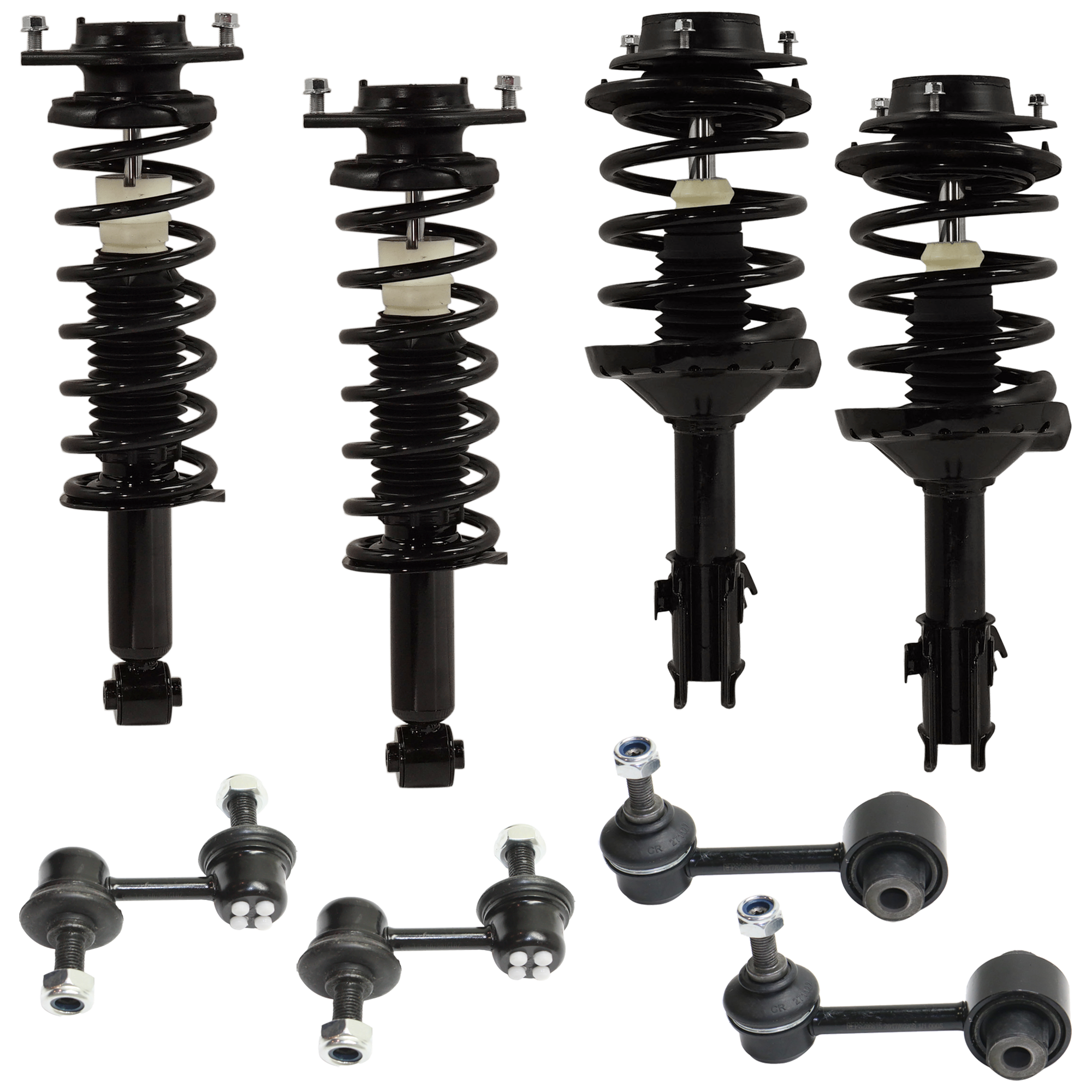 AM IMPREZA 03-05 FRONT AND REAR SUSPENSION KIT RH AND LH 8 pc Kit with Shock Absorber and Strut Assembly and Sway Bar Link SKU KIT 080124-83 OEM 20310FG021-20310FG201-20330FG0