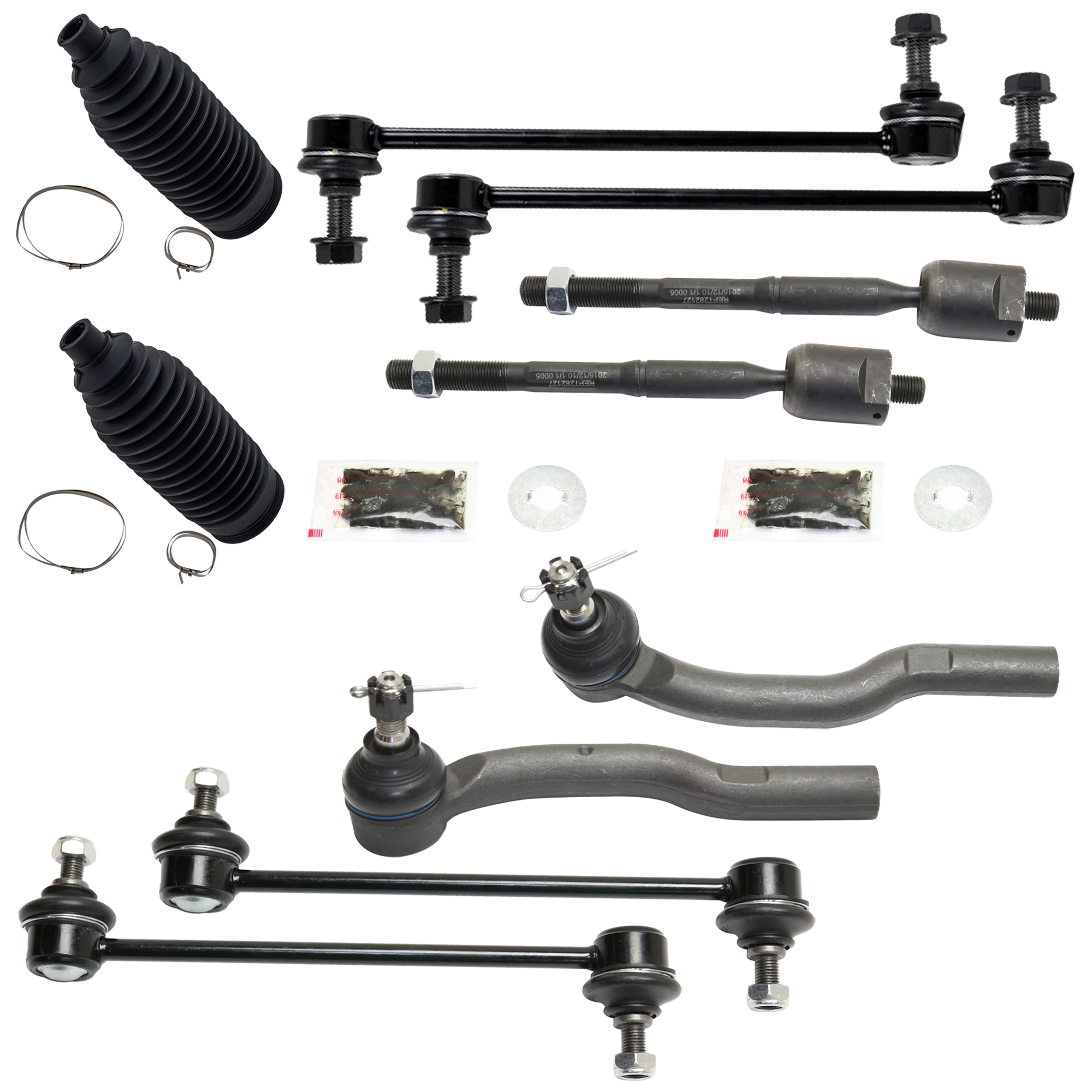 AM ES330 CAMRY 04-06 FRONT AND REAR SUSPENSION KIT RH AND LH 10 pc kit with Steering Rack Boot Sway Bar Link and Tie Rod End SKU KIT 080124-90 OEM 4553508010-53534SZAA02-18309-1
