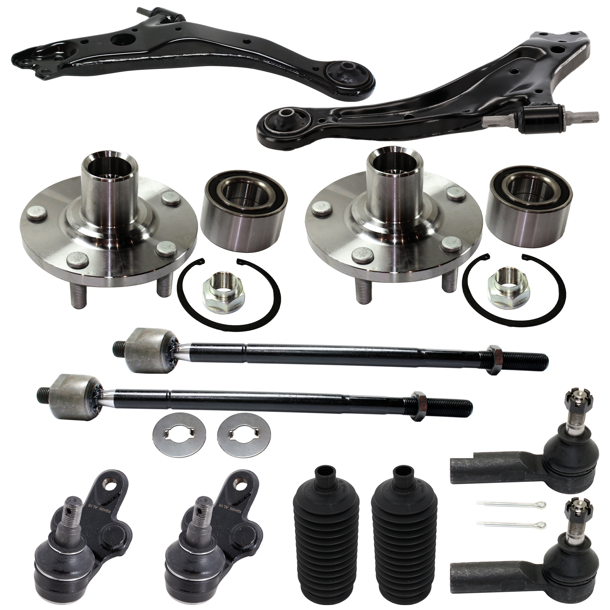 AM SIENNA 98-04 SOLARA 98-03 FRONT SUSPENSION KIT 12 pc Kit with Control Arm Wheel Hub Ball Joint Tie Rod End and Steering Rack Boot SKU KIT 080124-93 OEM 104218-256025-1014286-26013