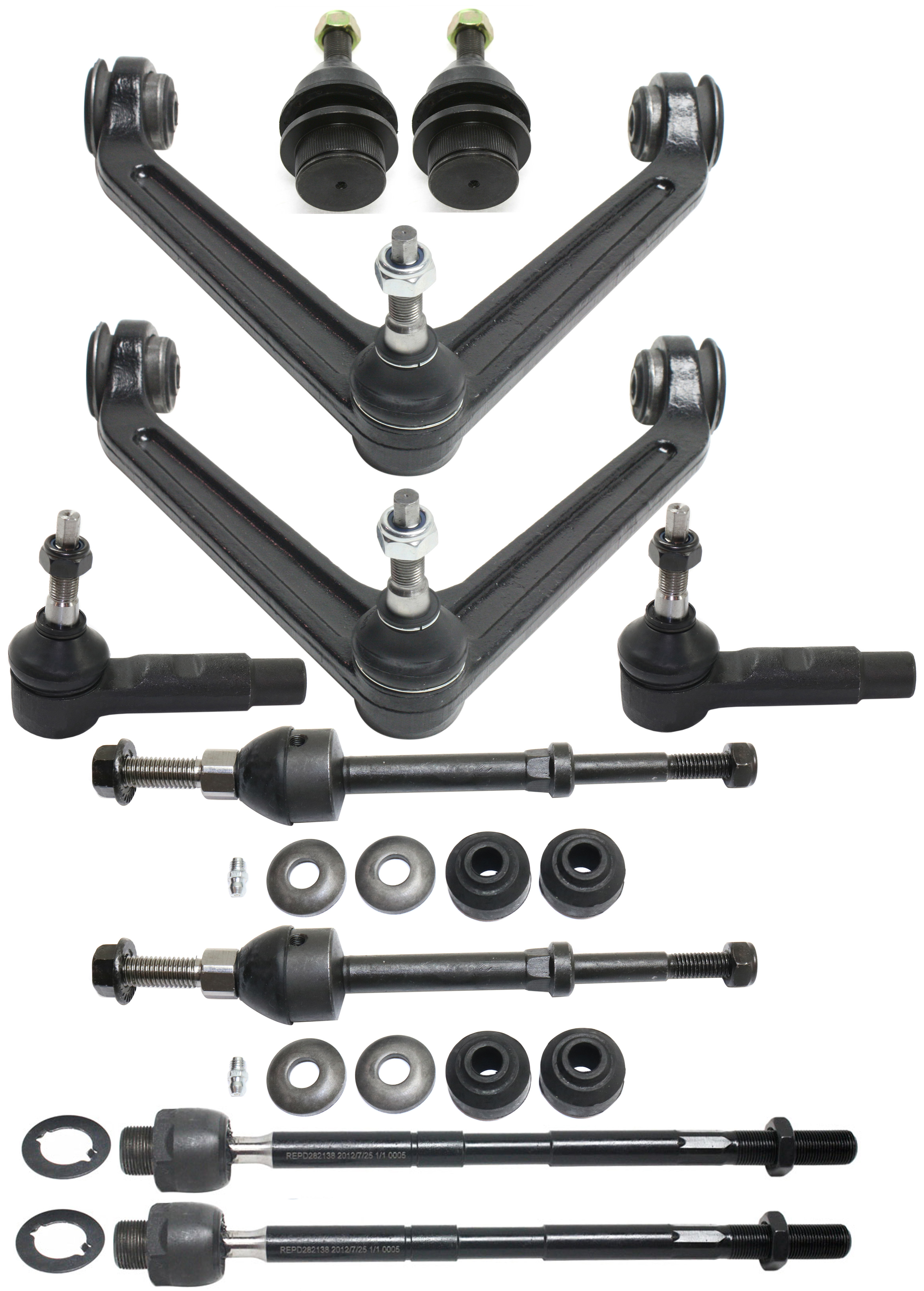 AM RAM 1500-02-05 FRONT CONTROL ARM KIT RH AND LH Upper 10 pc Kit w Ball Joint Sway Bar Link and Tie Rod End SKU KIT 080216-01 OEM 104333-2601556-5051294-45D2294