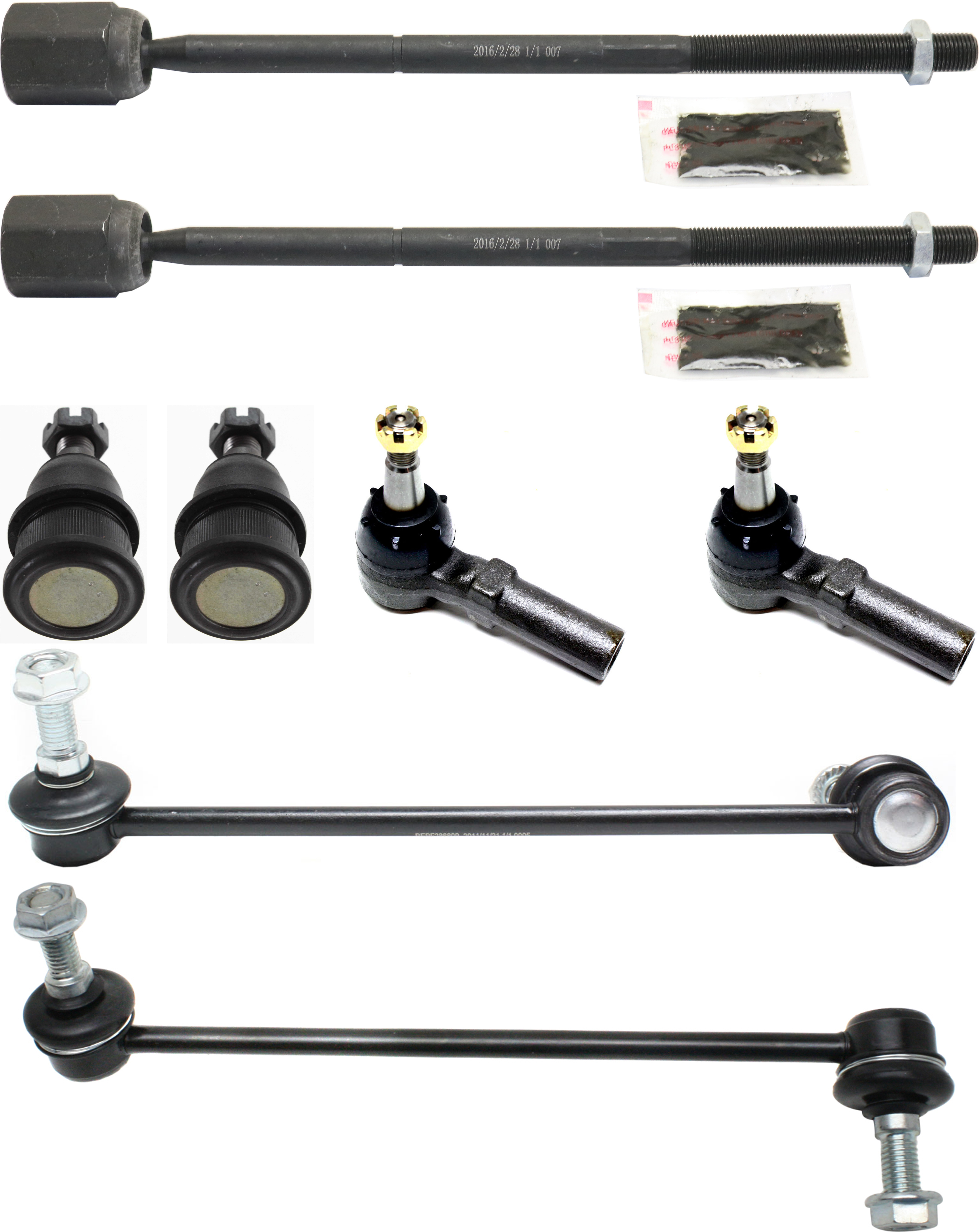 AM TAURUS 96-07 FRONT SUSPENSION KIT RH AND LH 8 pc kit with Ball Joints Sway Bar Links and Tie Rod Ends SKU KIT 080216-02 OEM 104217-281014-2601488-5051243