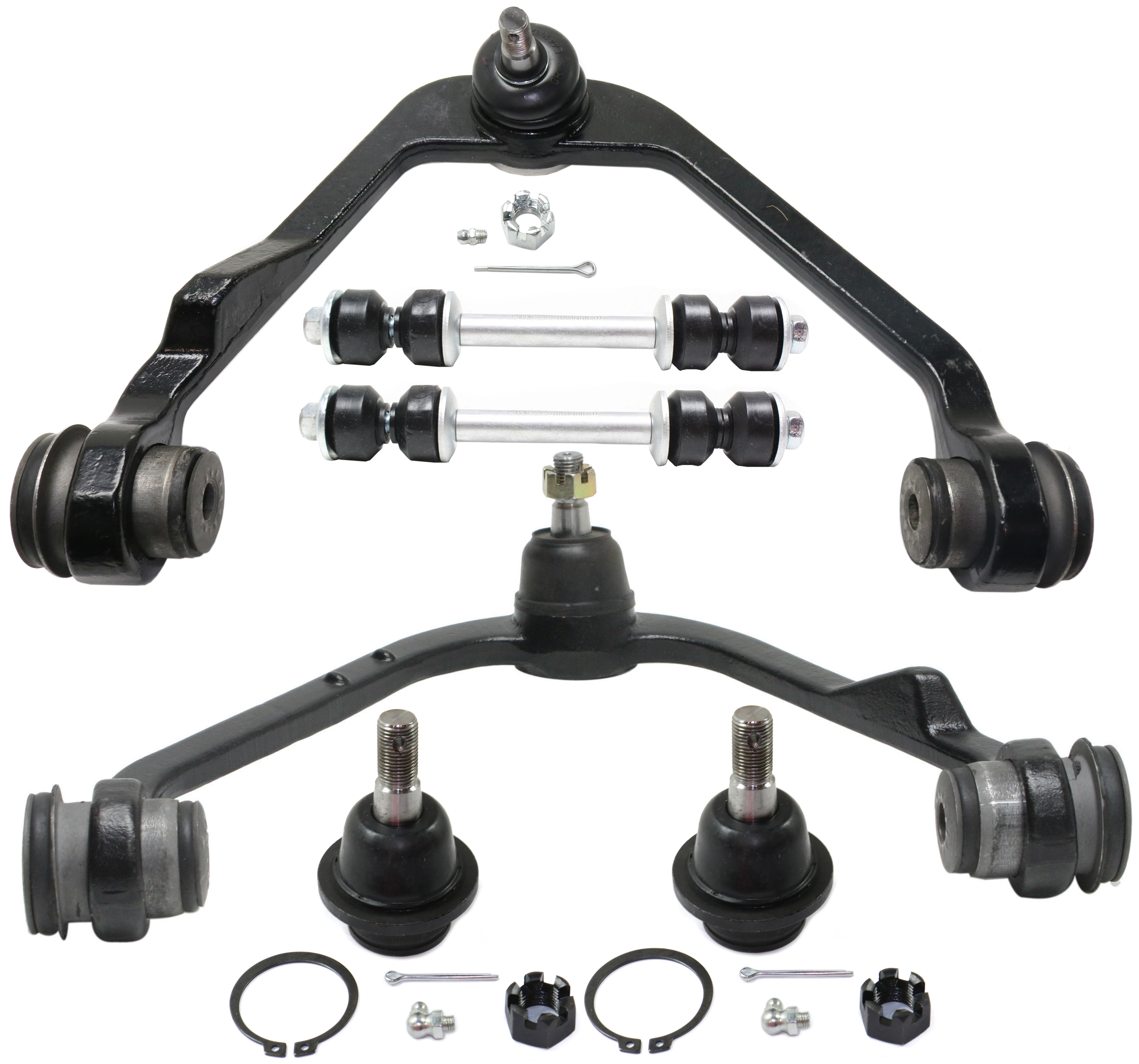 AM F 150-97-03 F 150 HERITAGE 04-04 FRONT CONTROL ARM KIT RH AND LH Upper w ball joint s 6 pc Kit with Ball Joint and Sway Bar Link SKU KIT 080216-07 OEM 104222-285019-1016769-2601460