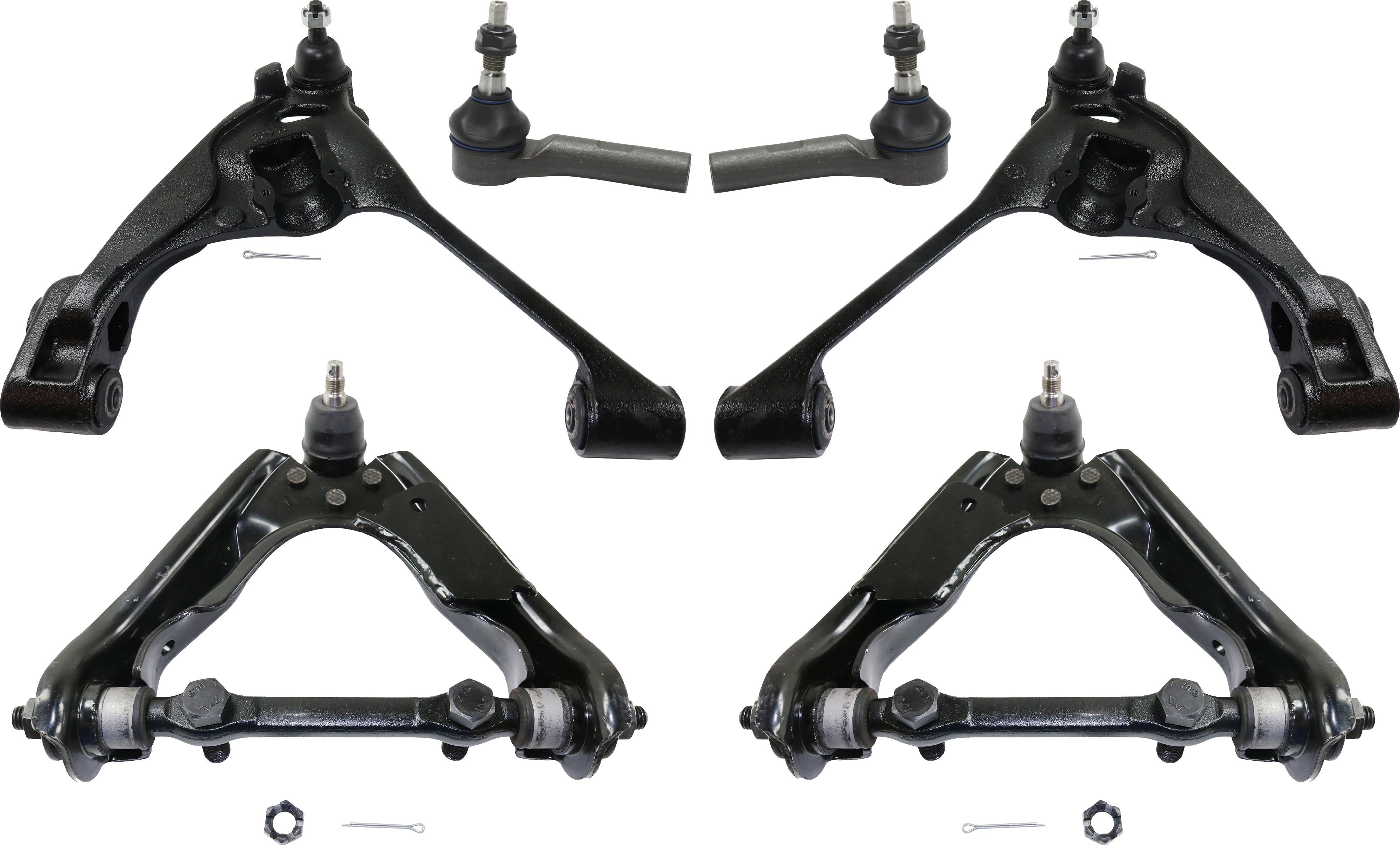 AM DAKOTA 00-04 DURANGO 00-03 FRONT CONTROL ARM KIT RH AND LH Upper and Lower w ball joint s 6 pc Kit with Tie Rod End SKU KIT 080217-83 OEM 5166387AA 5166386AA 52106397AA