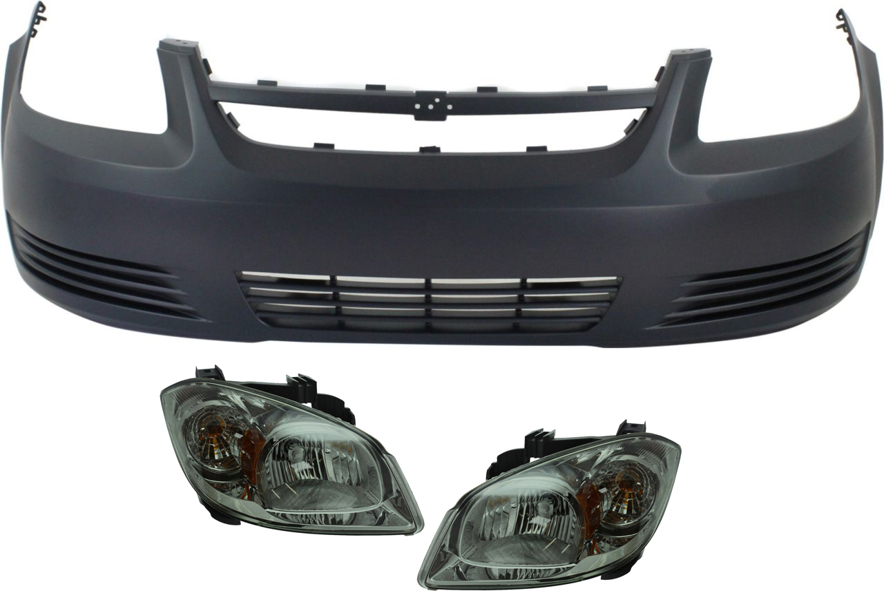 AM COBALT 05-10 HEAD LAMP RH AND LH Assembly Halogen 3 pc Kit with Bumper Cover SKU KIT 080218-35 Partslink GM2502282 GM2503282 GM1000733 OEM 25784532 PFM 20964009 PFM 2578