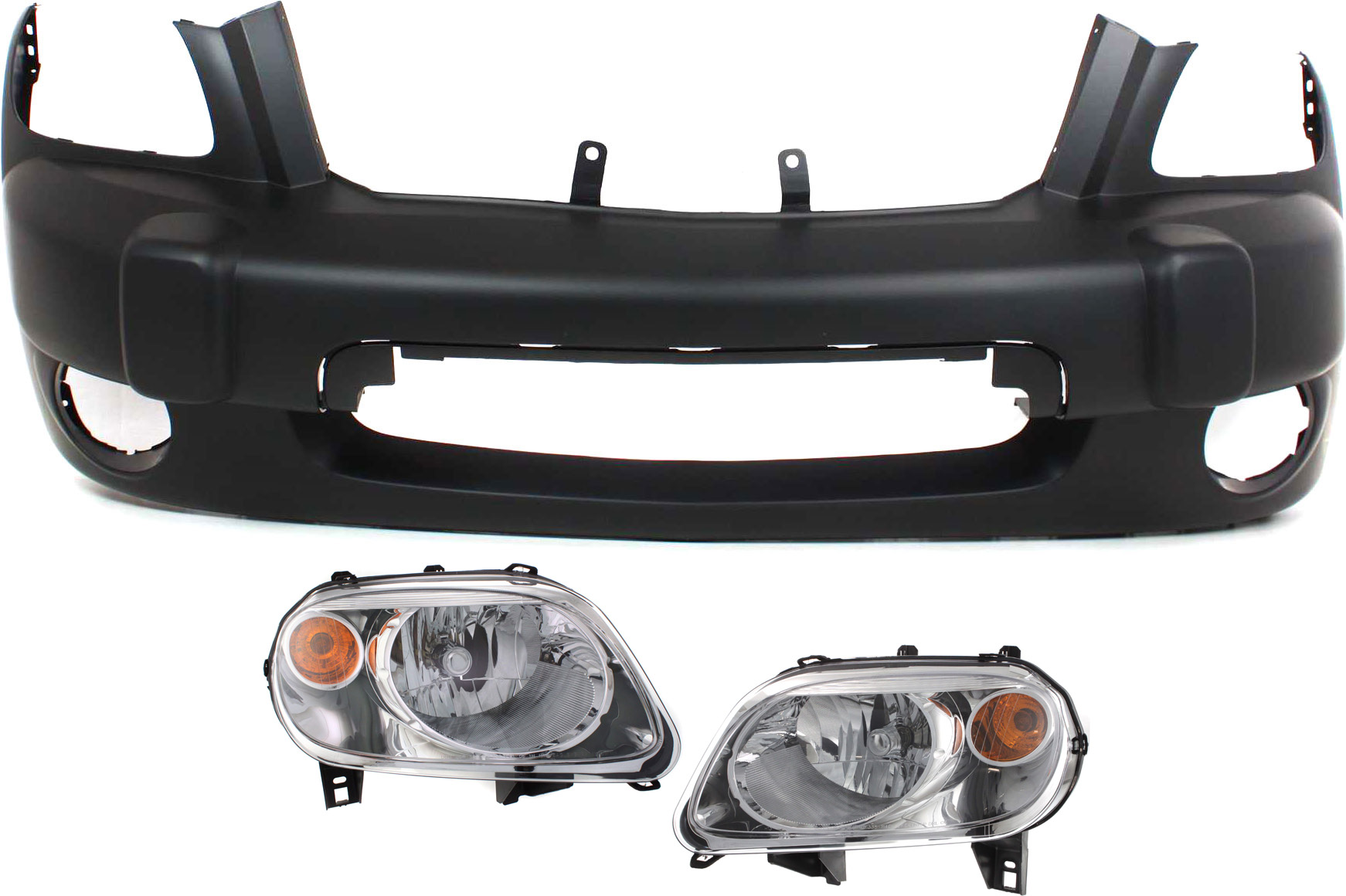 AM HHR 06-11 FRONT BUMPER COVER 3 pc Kit with Headlights SKU KIT 080218-57 Partslink GM1000776 GM2502262 GM2503262 OEM 15269707-15827441-15827442