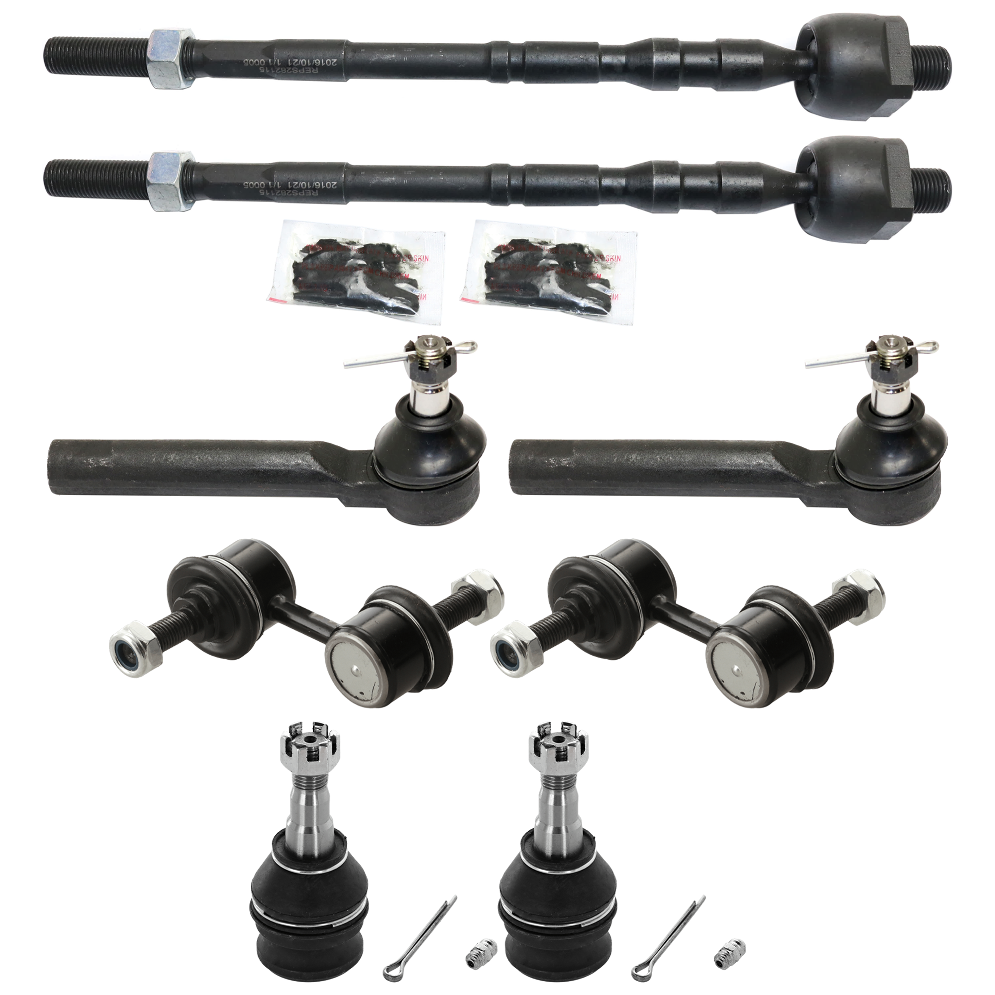 AM IMPREZA 02-16 FORESTER 03-13 WRX 13-14 FRONT SUSPENSION KIT 8 pc Kit with Ball Joint Sway Bar Link and Tie Rod End SKU KIT 080224-15 OEM 104141-255001-1014105-26014