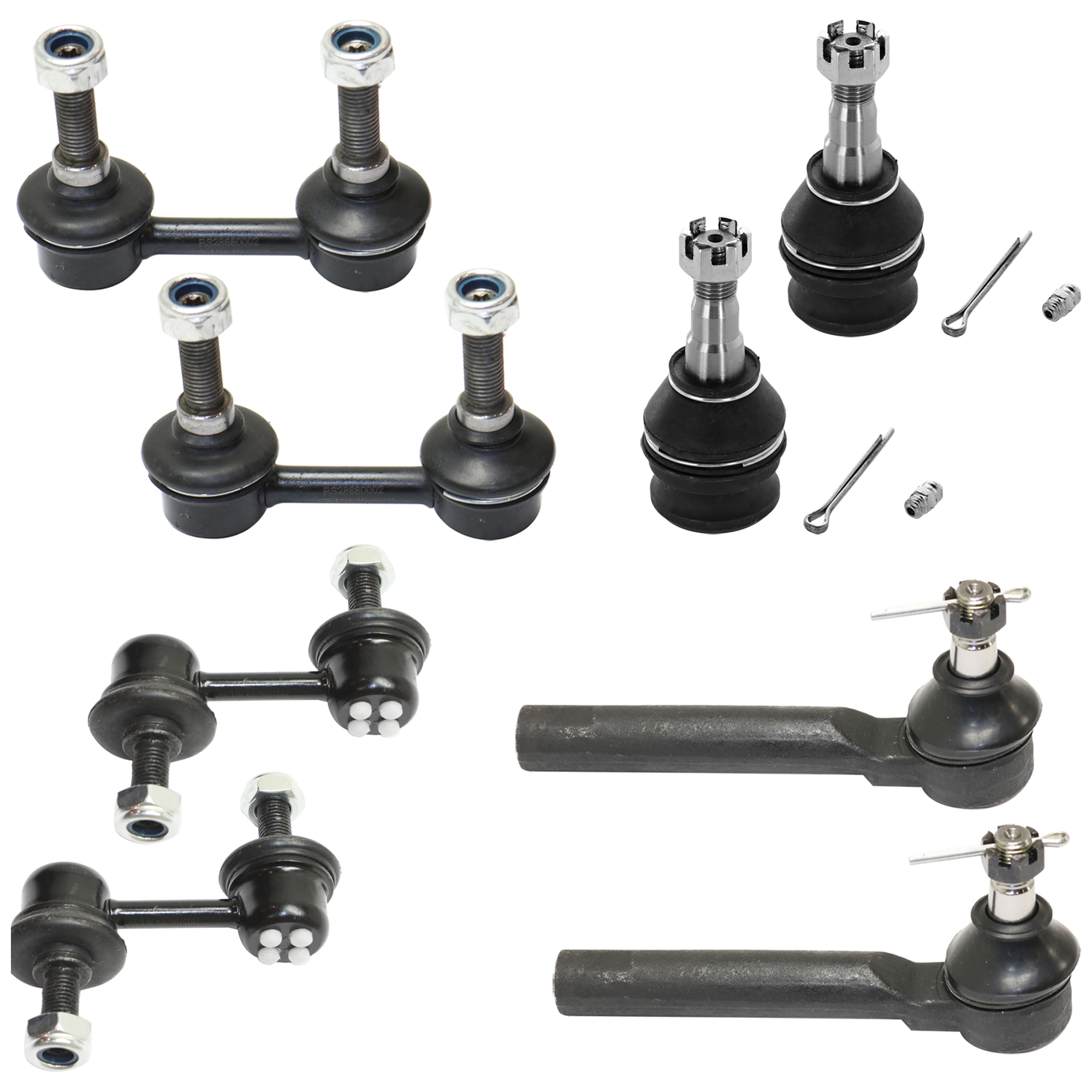 AM IMPREZA 02-16 FORESTER 03-13 WRX 13-14 FRONT SUSPENSION KIT 8 pc Kit with Ball Joint Sway Bar Link and Tie Rod End SKU KIT 080224-18 OEM 104141-255001-1014105-26014