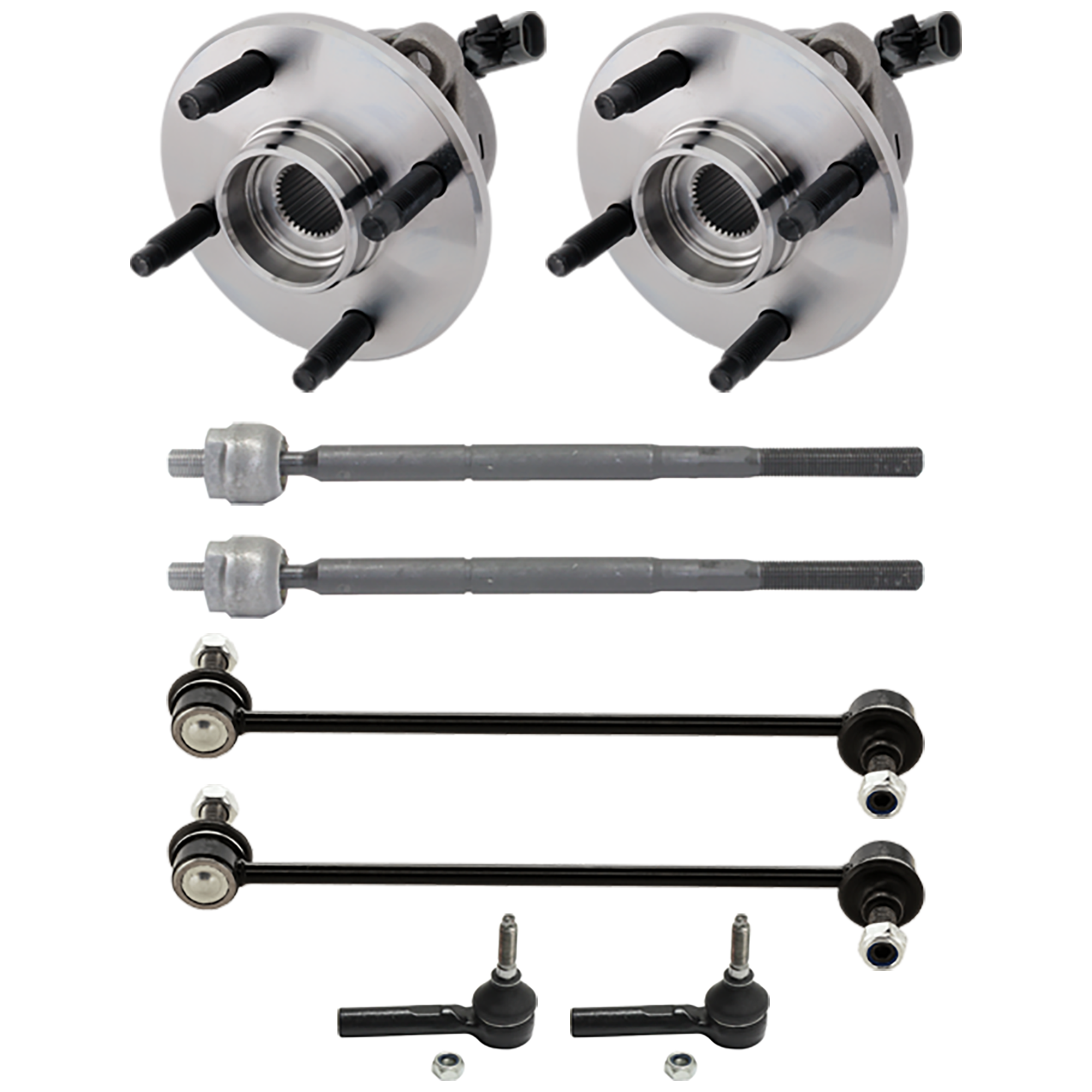 AM ION 03-07 COBALT 05-10 FRONT SUSPENSION KIT 8 pc Kit with Wheel Hub Sway Bar Link and Tie Rod End SKU KIT 080224-21 OEM 20784686-2695626-4051208-15788