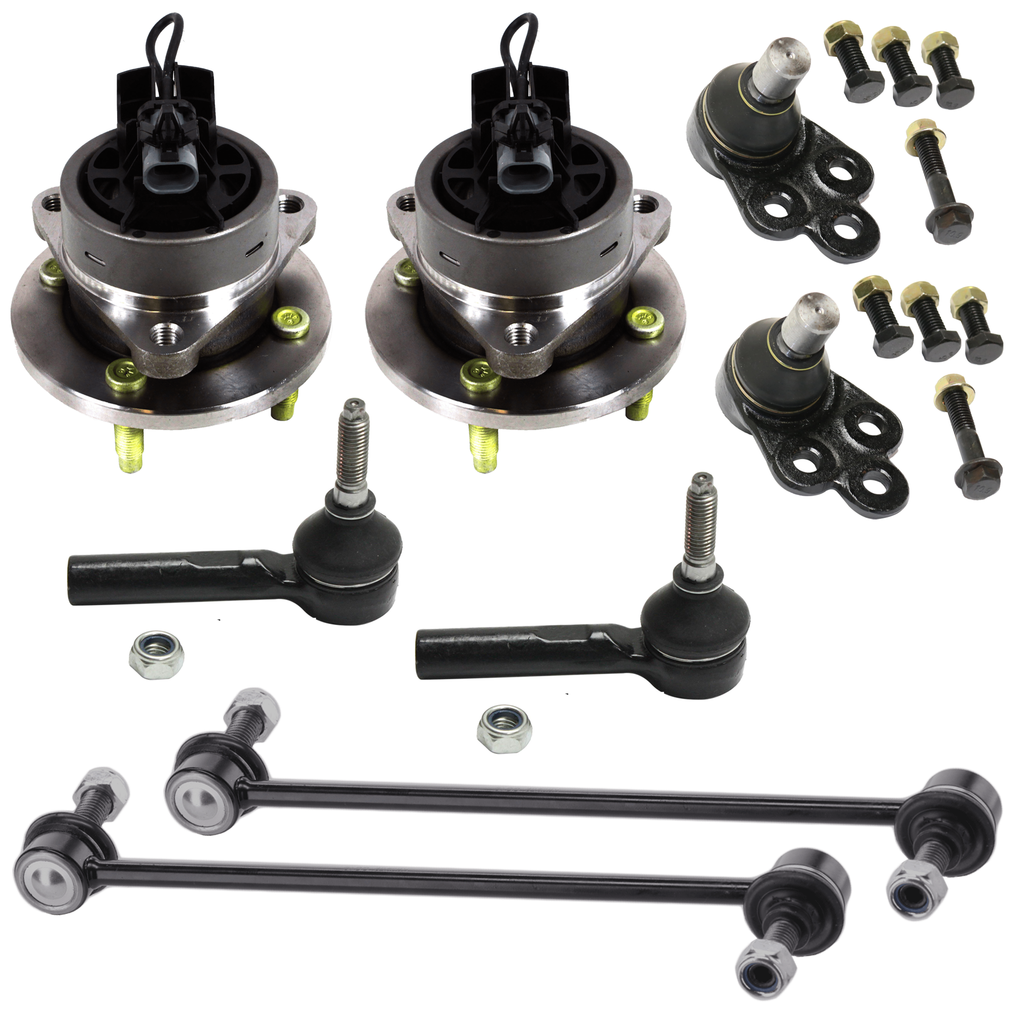 AM ION 03-07 COBALT 05-10 FRONT SUSPENSION KIT 8 pc Kit with Wheel Hub Sway Bar Link Ball Joint and Tie Rod End SKU KIT 080224-22 OEM 2601731-5051423-15240092-15856